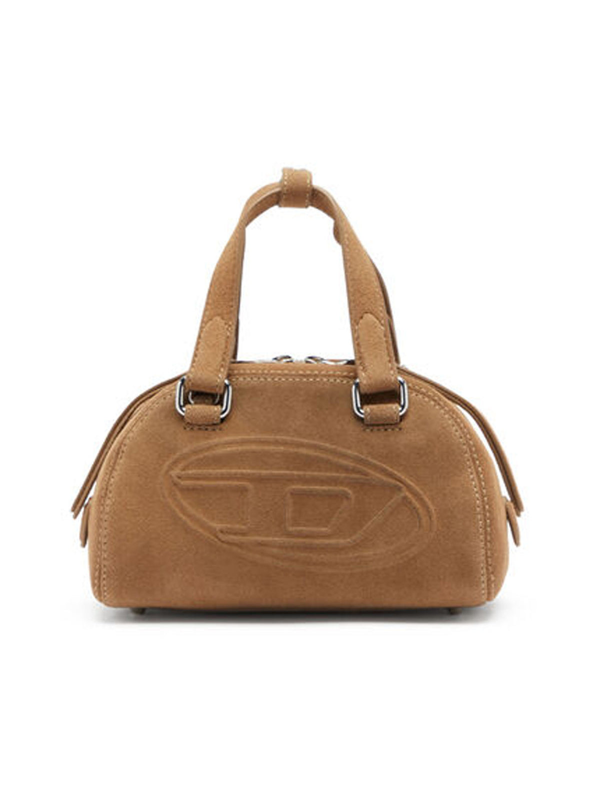 Diesel 1DR Dome-Borsa bowling piccola in pelle scamosciata Marrone