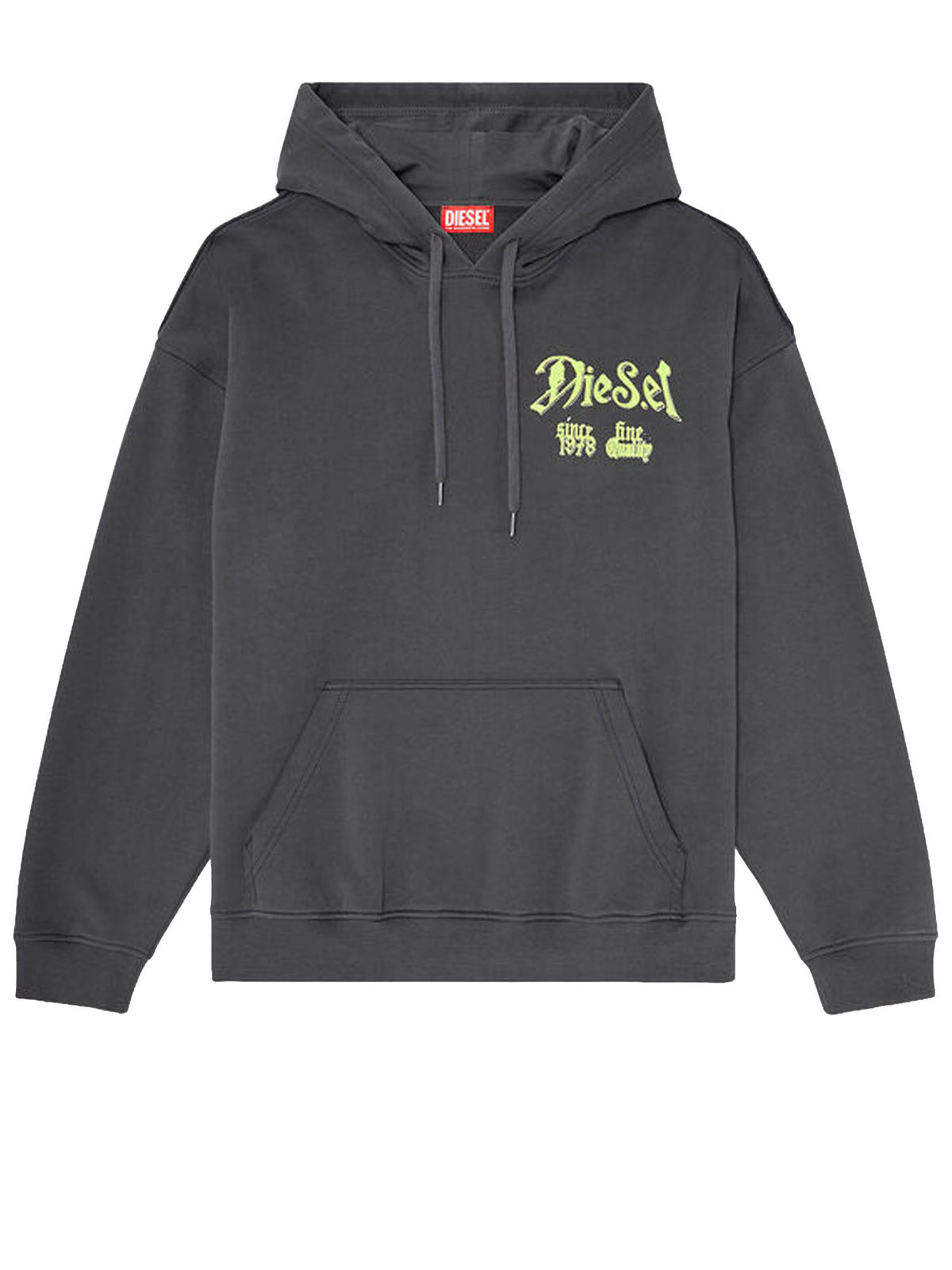 Diesel Felpa in cotone con grafiche floccate Nero