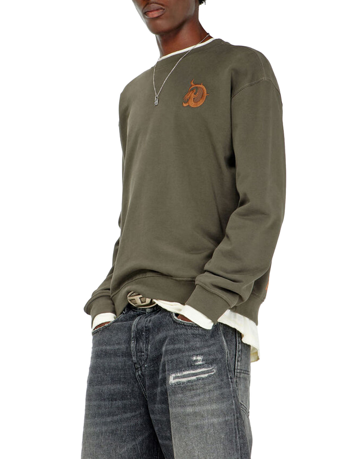 Diesel Felpa con ricamo e stampa flock Nero