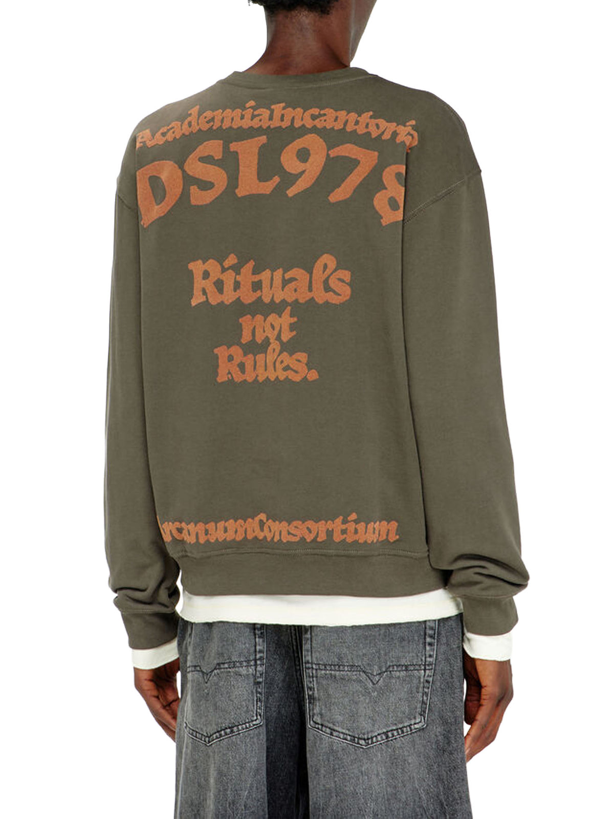 Diesel Felpa con ricamo e stampa flock Nero