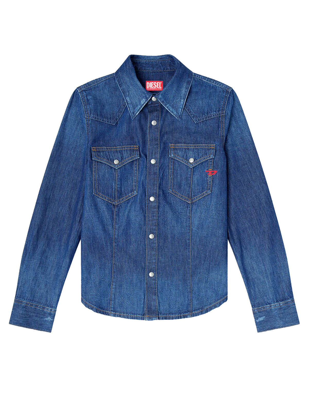 Diesel Camicia western in denim a lavaggio pulito Blu