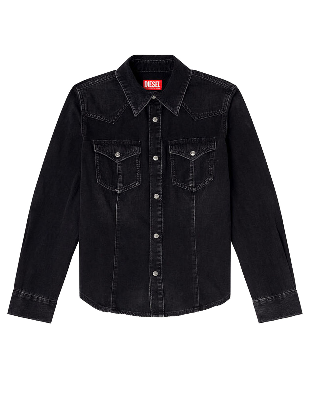 Diesel Camicia western in denim trattato Nero