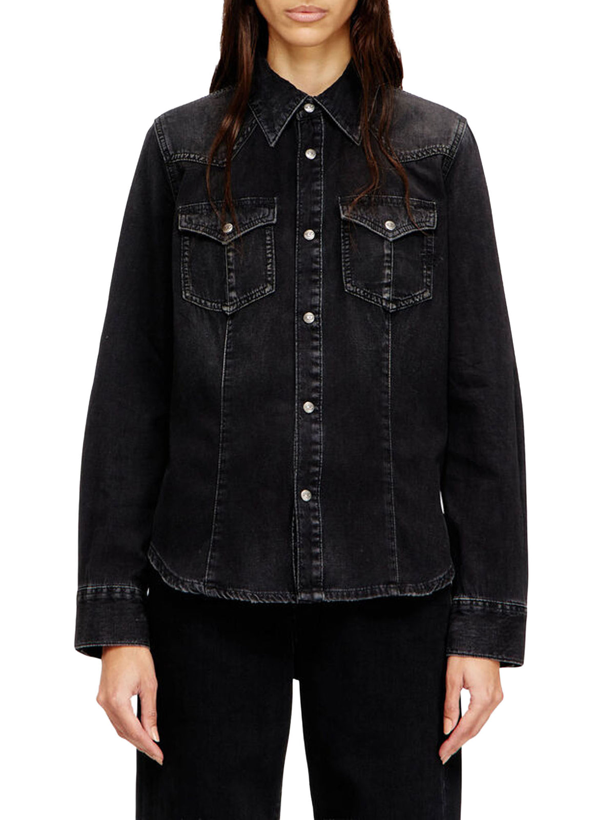 Diesel Camicia western in denim trattato Nero