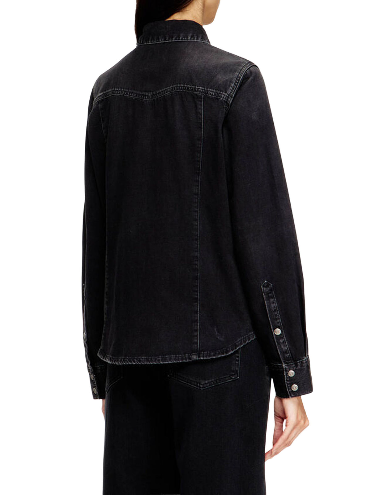 Diesel Camicia western in denim trattato Nero