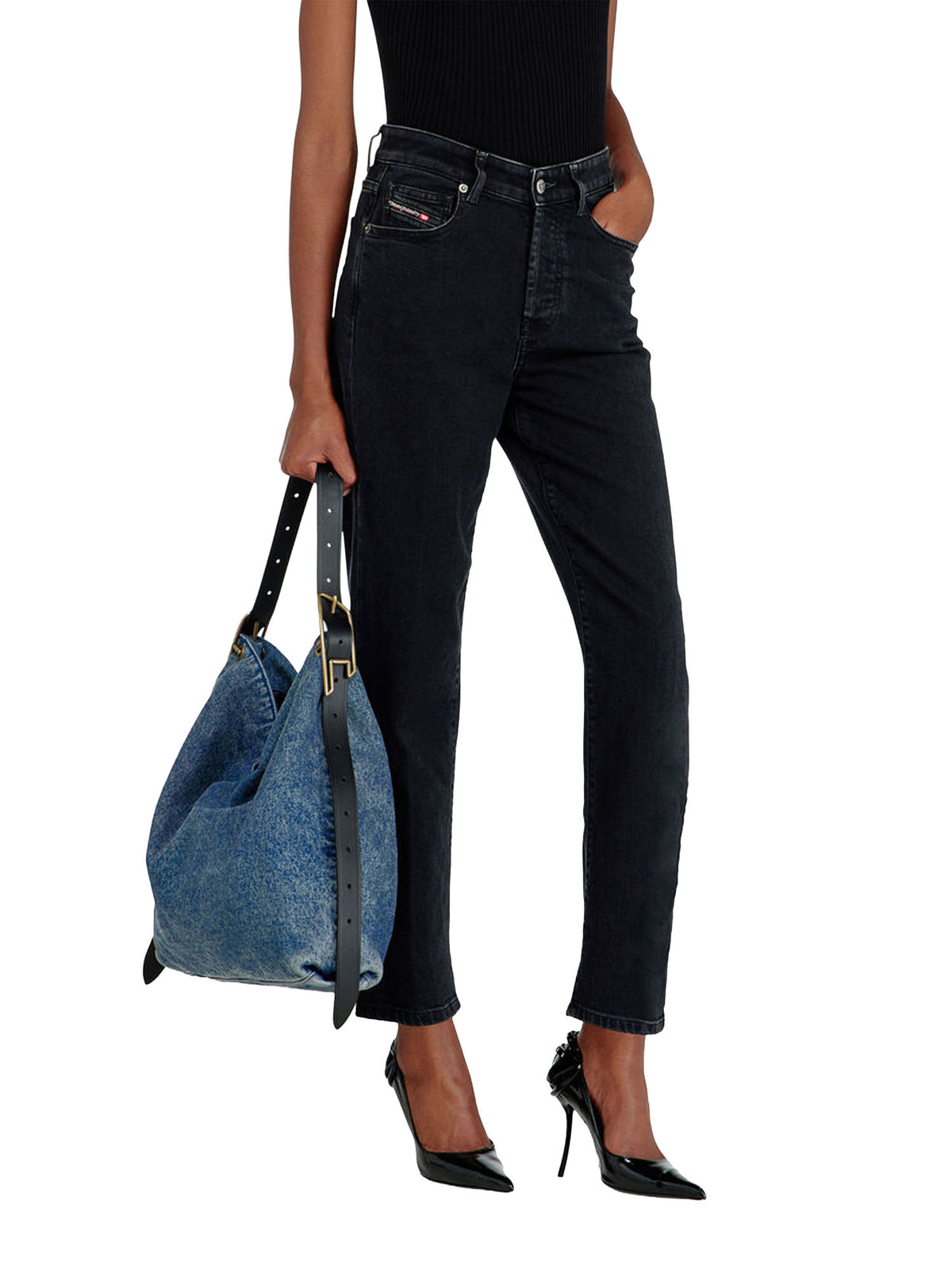 Diesel Jeans Regular Vita Alta 1981 D-Went Nero