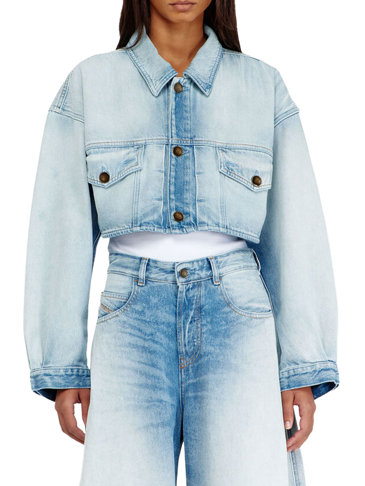 Diesel Giacca trucker oversize corta Blu