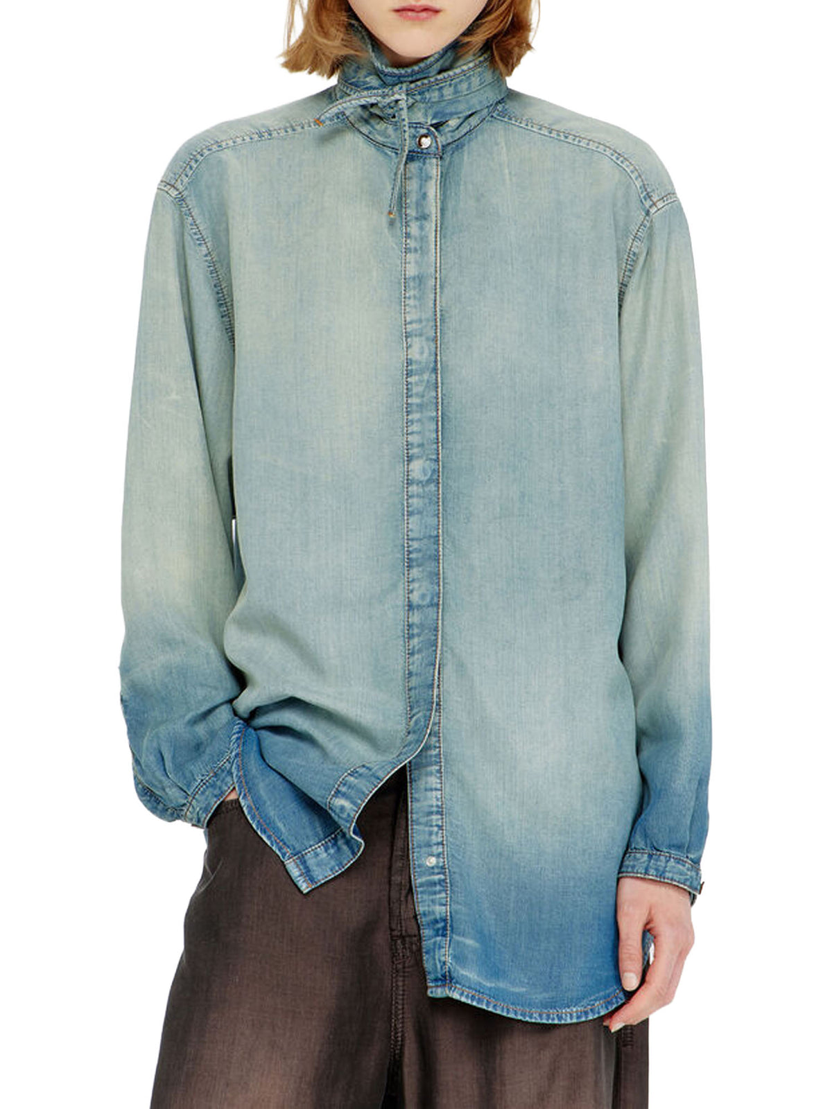 Diesel Camicia in denim fluido effetto marmorizzatoc Blu