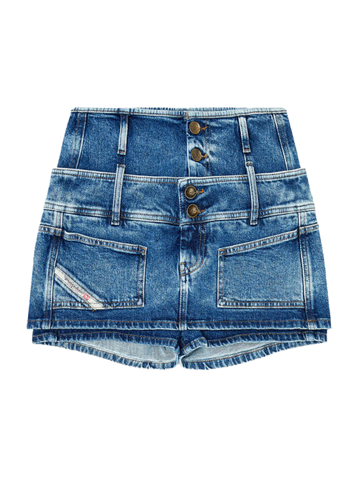 Diesel Minigonna pantaloncino in denim con doppia cintura Blu