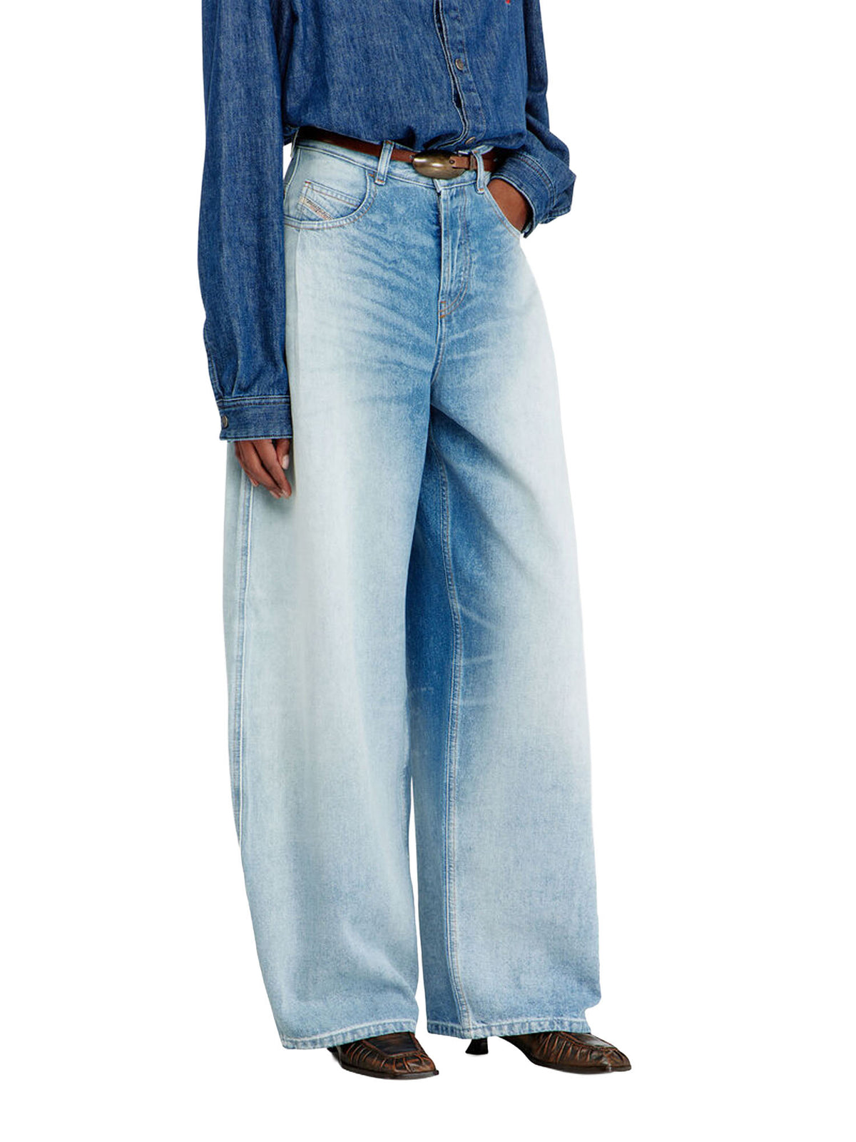 Diesel Jeans Relaxed Vita Alta 1987 D-Khelz Blu