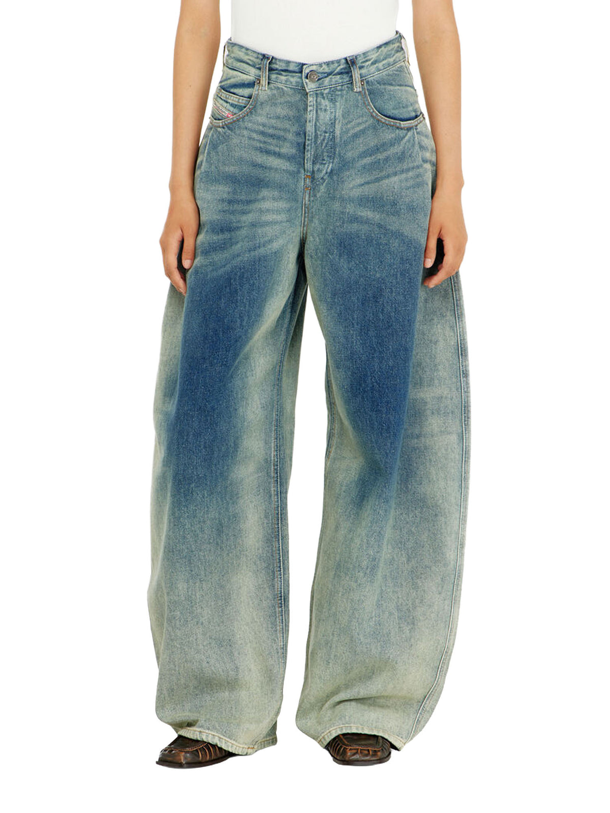 Diesel Jeans Relaxed Vita Alta 1987 D-Khelz Blu