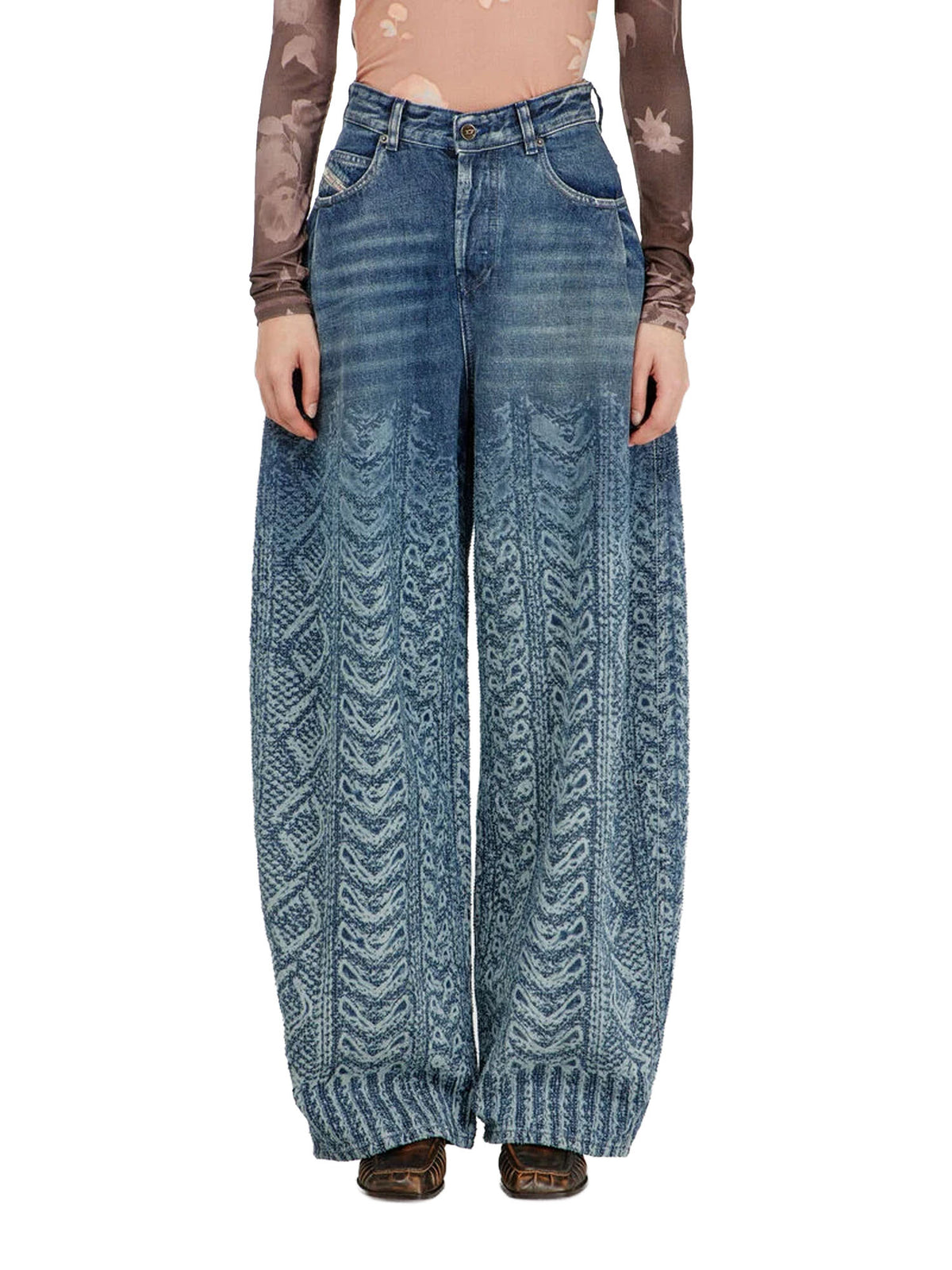 Diesel Jeans Relaxed Vita Alta 1987 D-Khelz Blu