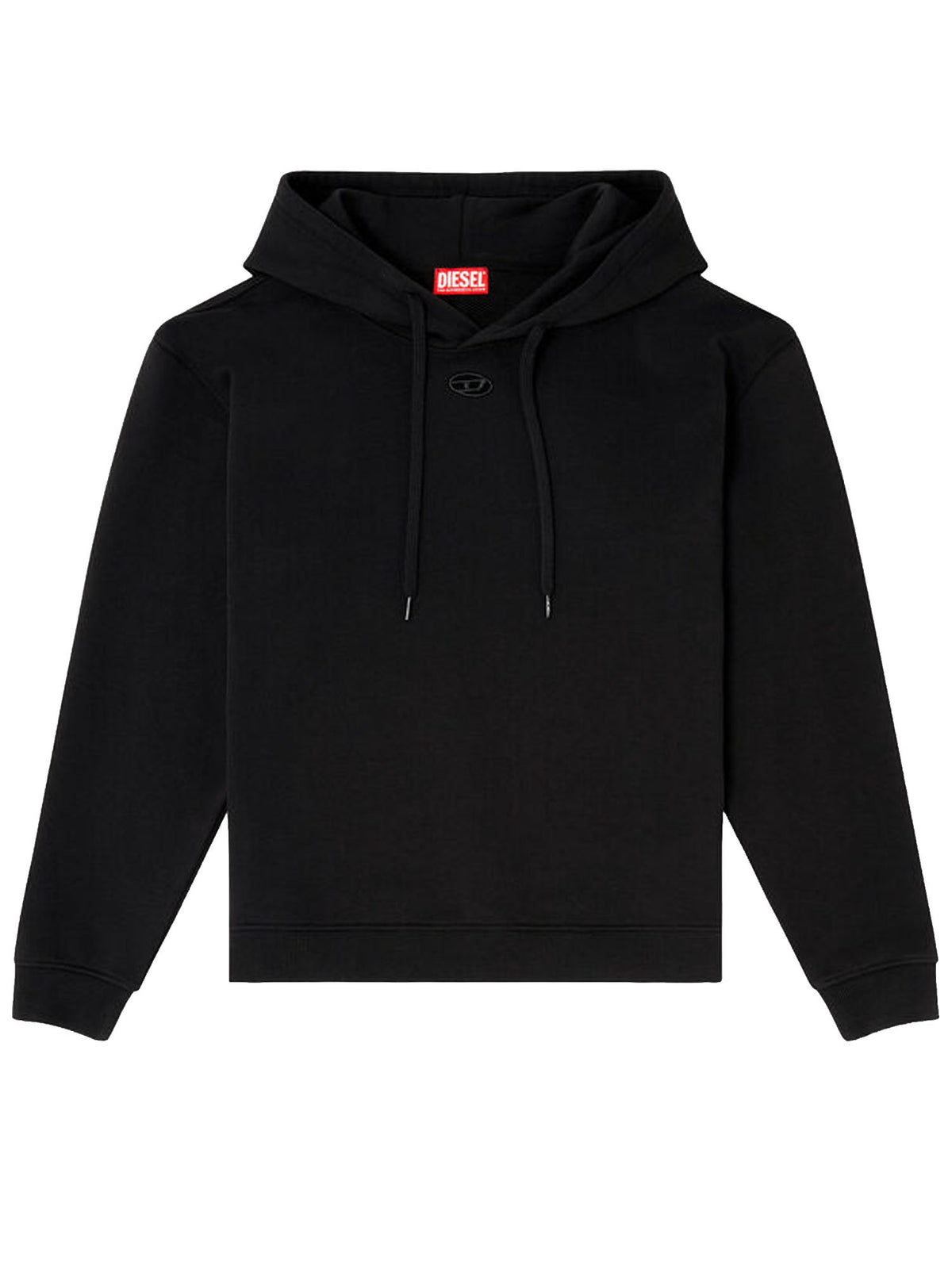 Diesel Felpa con cappuccio in cotone con logo Oval D Nero