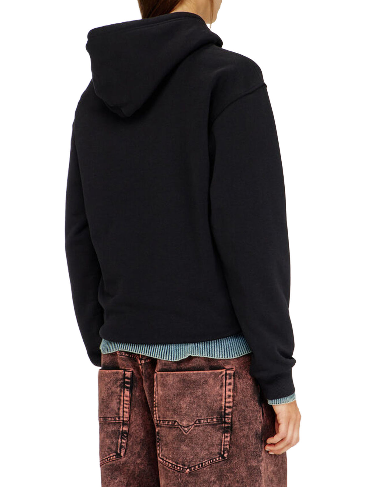 Diesel Felpa con cappuccio in cotone con logo Oval D Nero