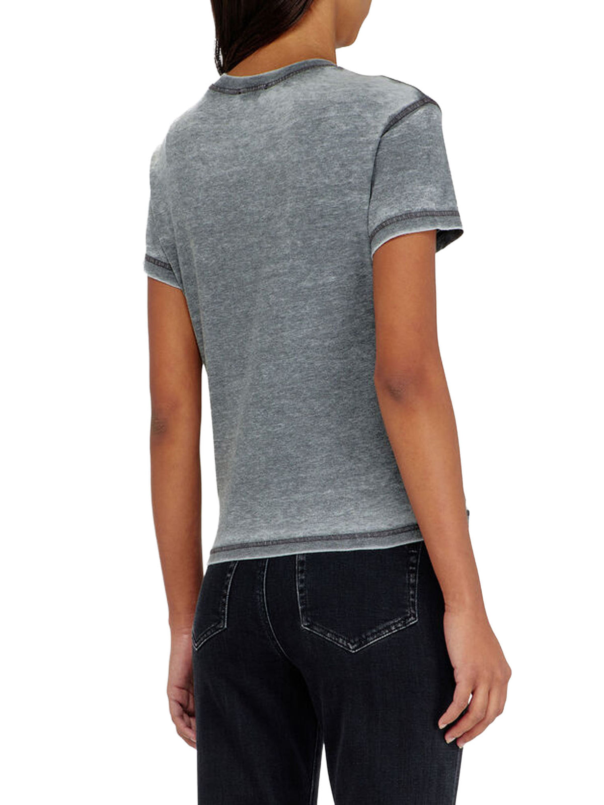 Diesel T-shirt in jersey con strass ed effetto burnout Nero
