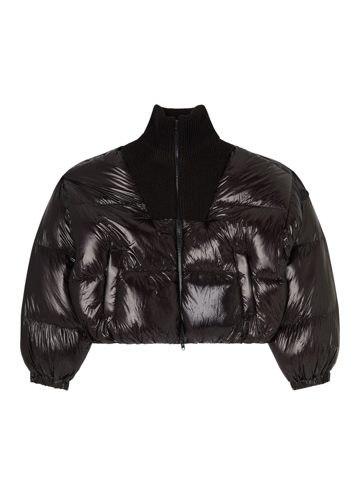 Diesel Piumino down in ripstop con collo a maglia Nero