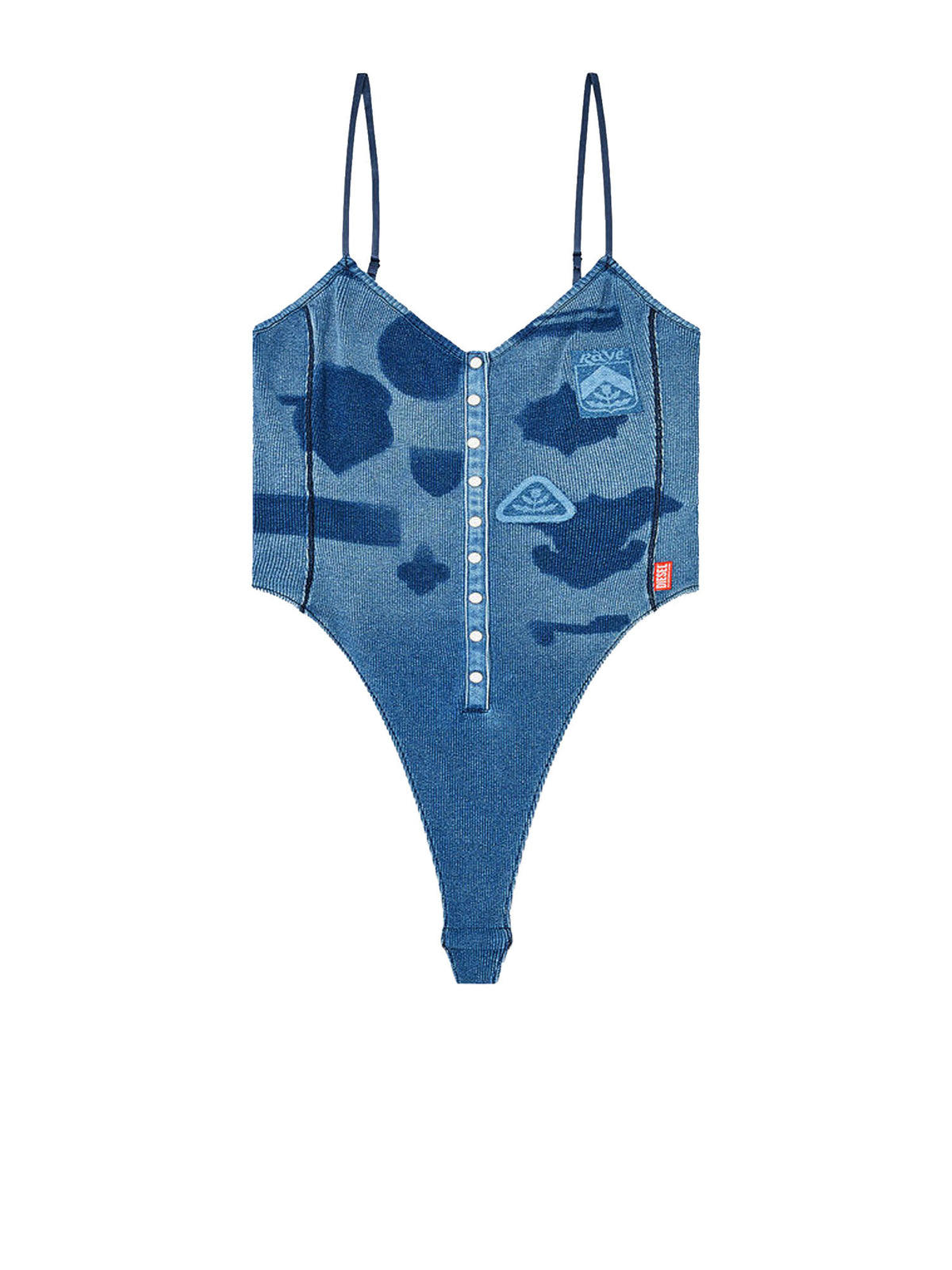 Diesel Body in jersey a costine con patch effetto ombra Blu