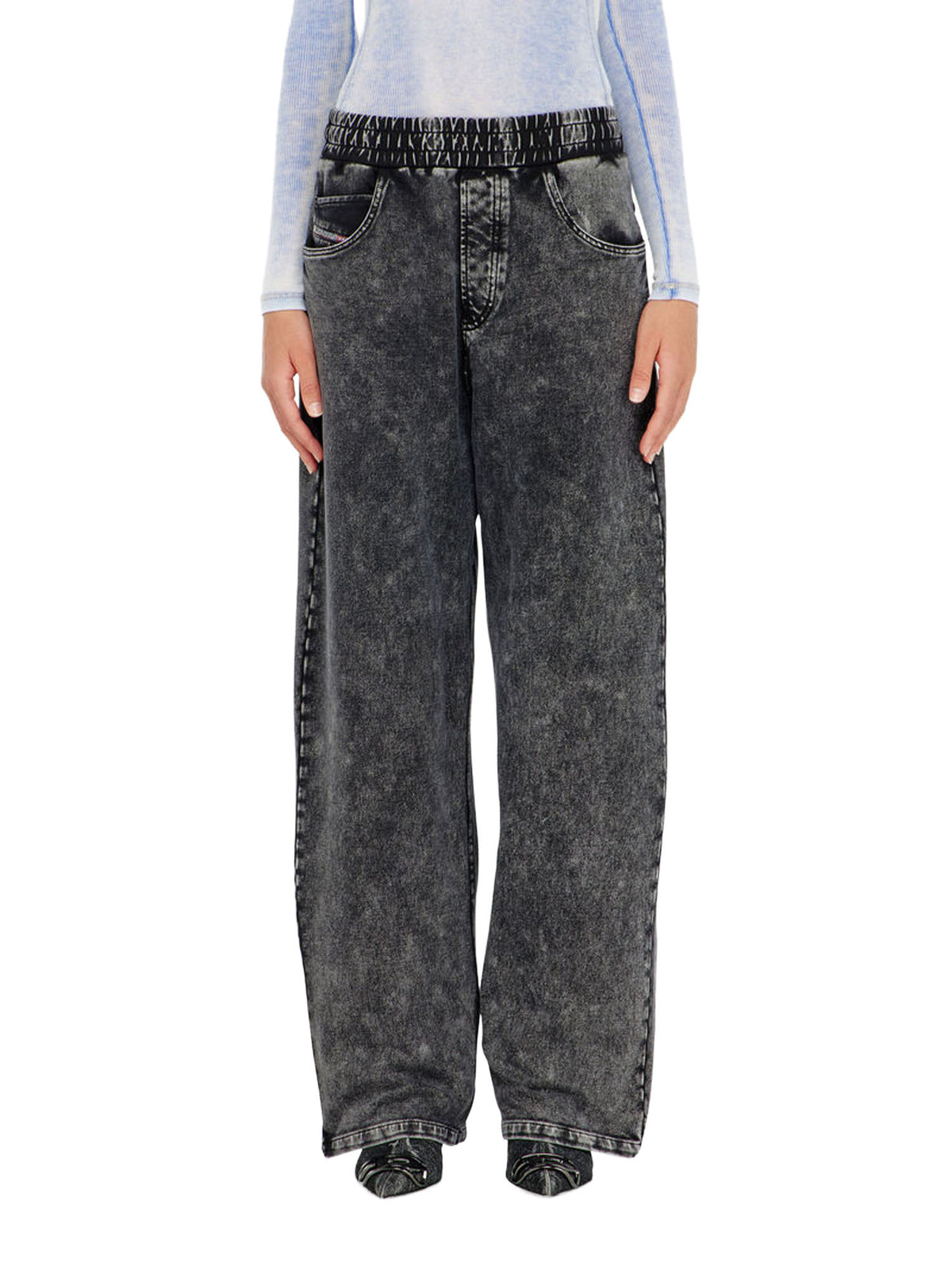 Diesel Pantaloni da tuta effetto denim Nero