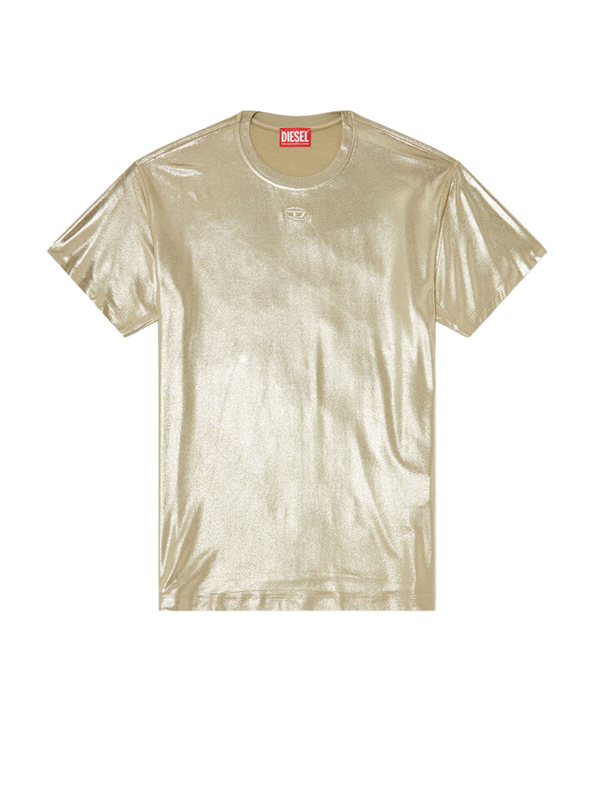 Diesel T-shirt in jersey con finitura metallizzata Beige