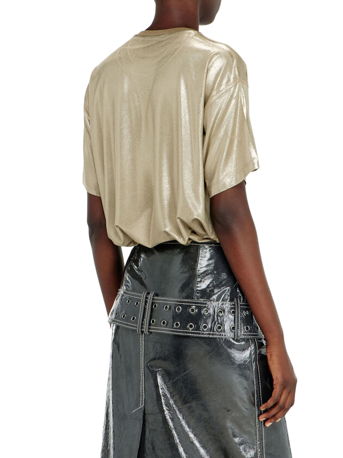 Diesel T-shirt in jersey con finitura metallizzata Beige