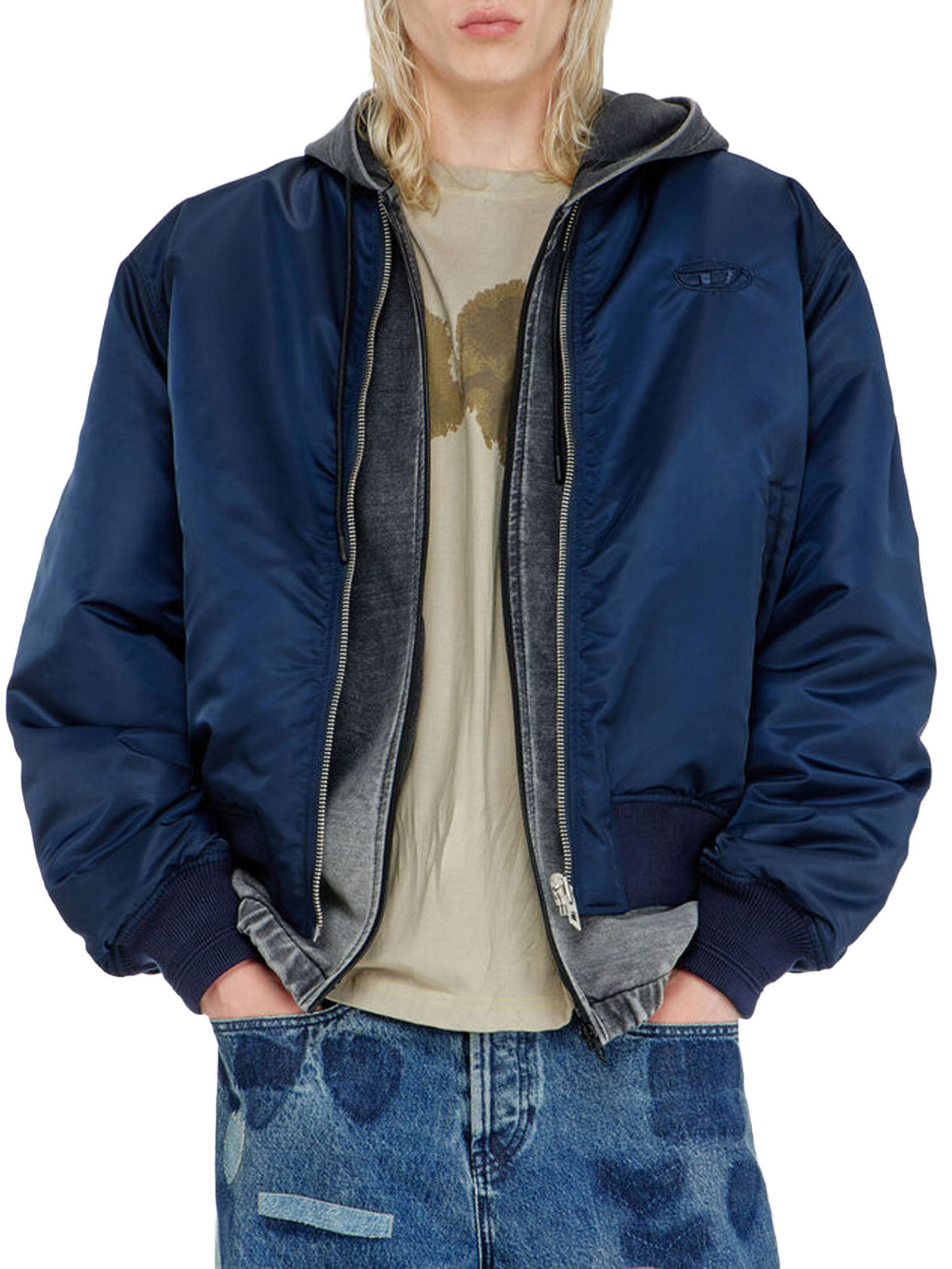 Diesel Giacca bomber imbottita con ricamo Oval D Blu