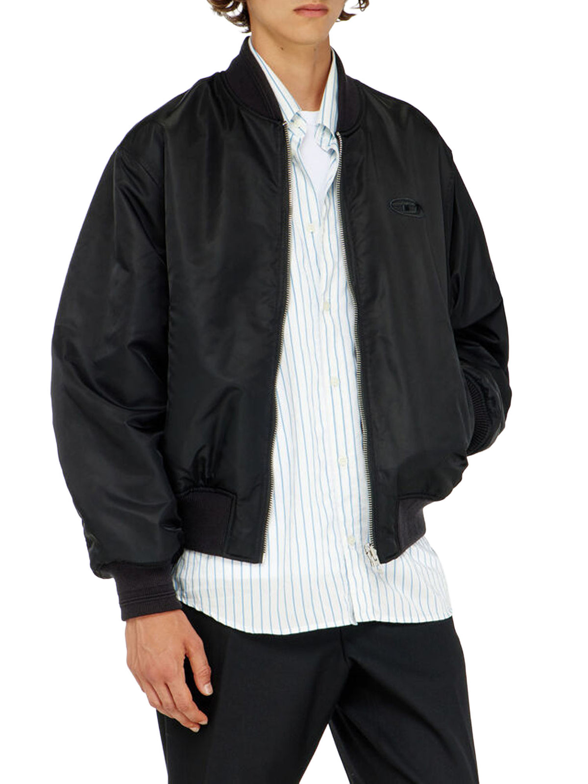 Diesel Giacca bomber imbottita con ricamo Oval D Nero