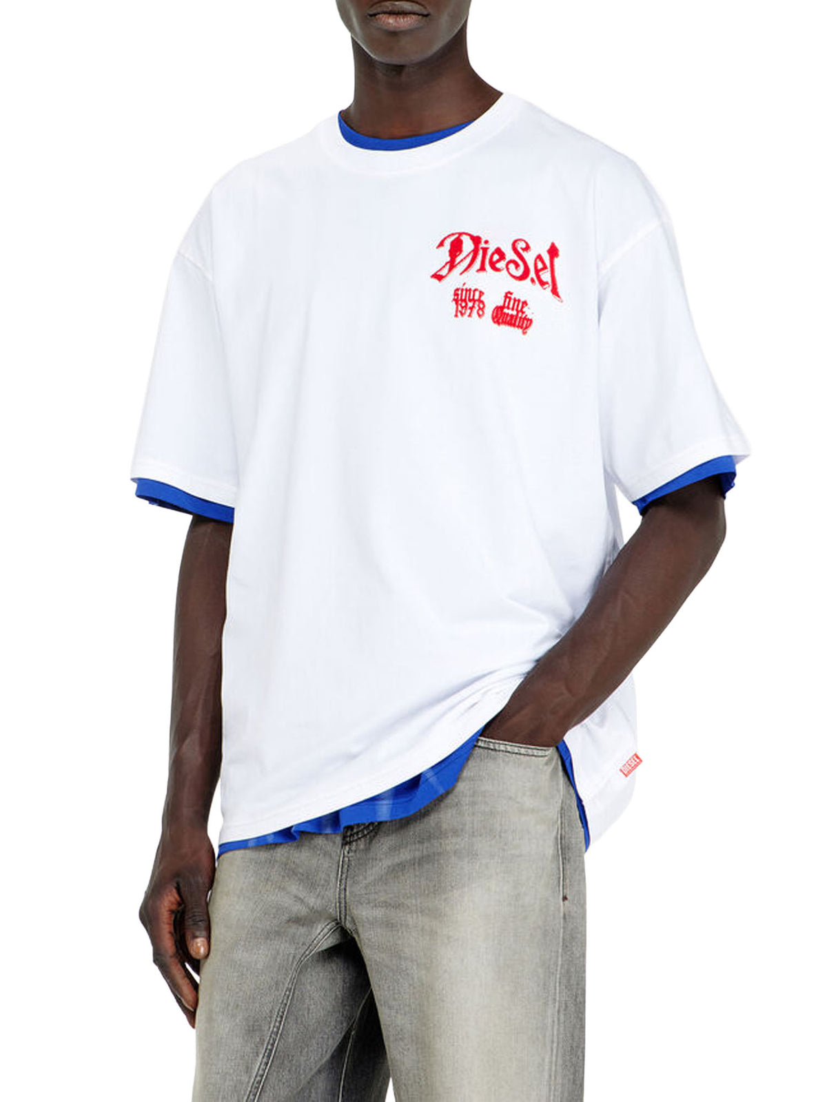 Diesel T-shirt in cotone con grafica in flock Bianco