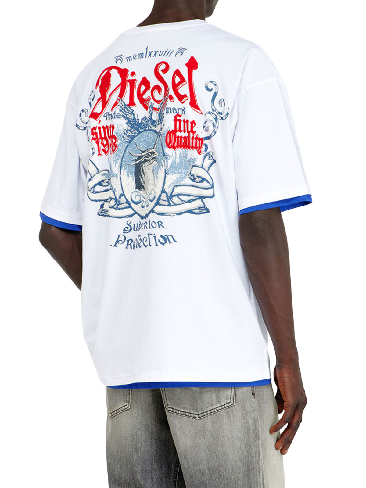 Diesel T-shirt in cotone con grafica in flock Bianco
