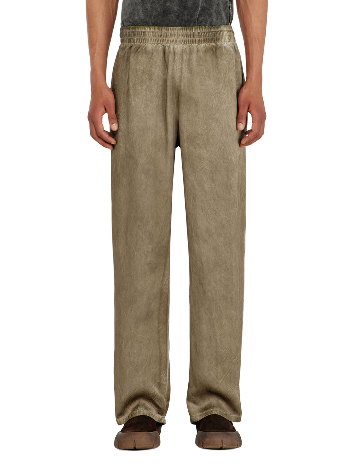 Diesel Pantaloni in raso stropicciato Marrone