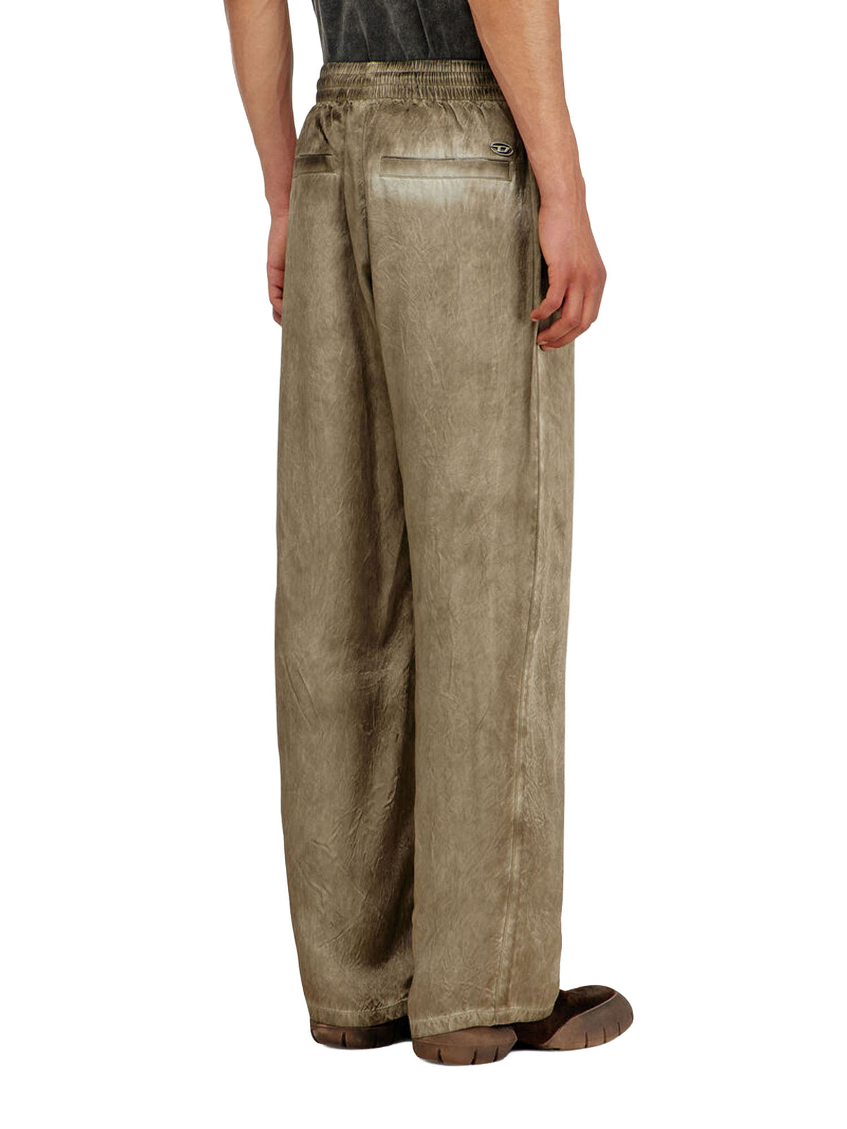 Diesel Pantaloni in raso stropicciato Marrone
