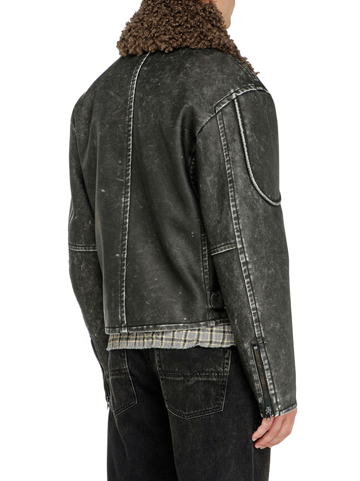 Diesel Giacca biker con collo staccabile Nero