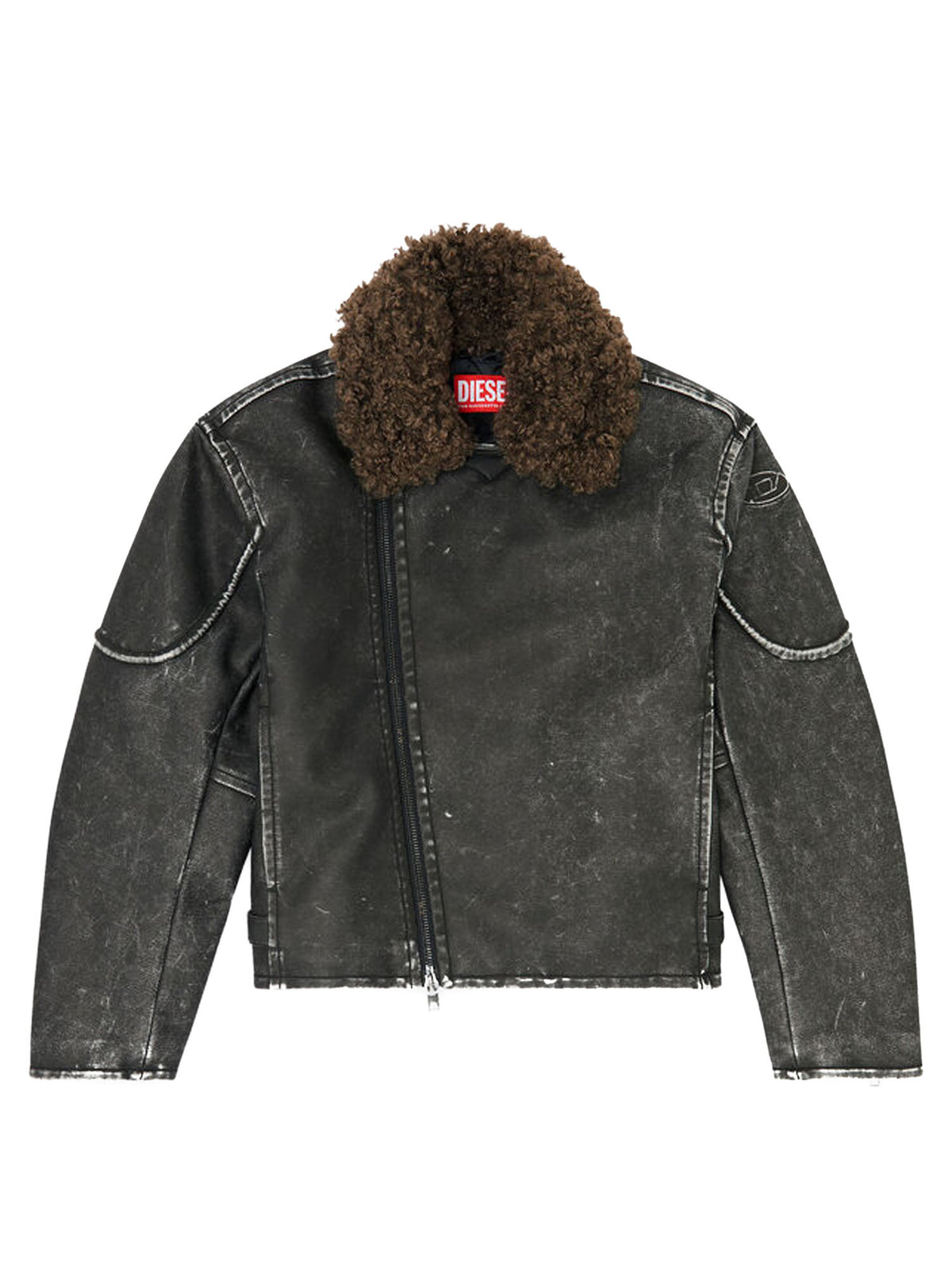 Diesel Giacca biker con collo staccabile Nero