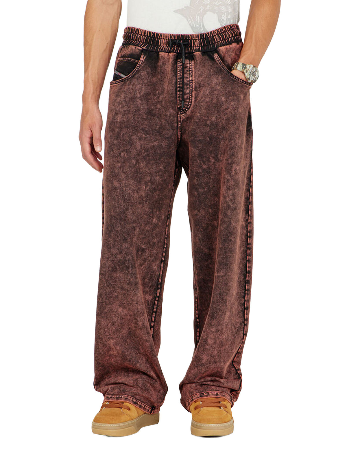 Diesel Pantaloni da tuta effetto denim Marrone