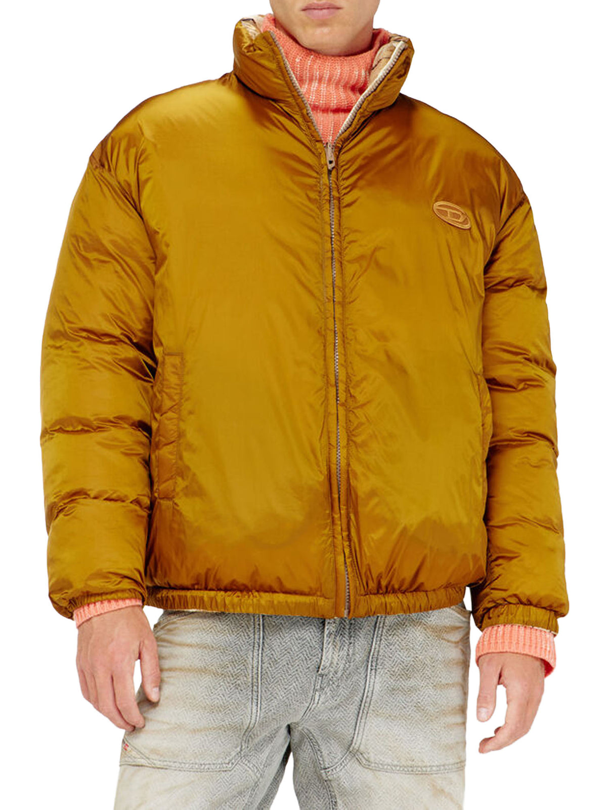 Diesel Giacca puffer reversibile con stampa argyle Beige