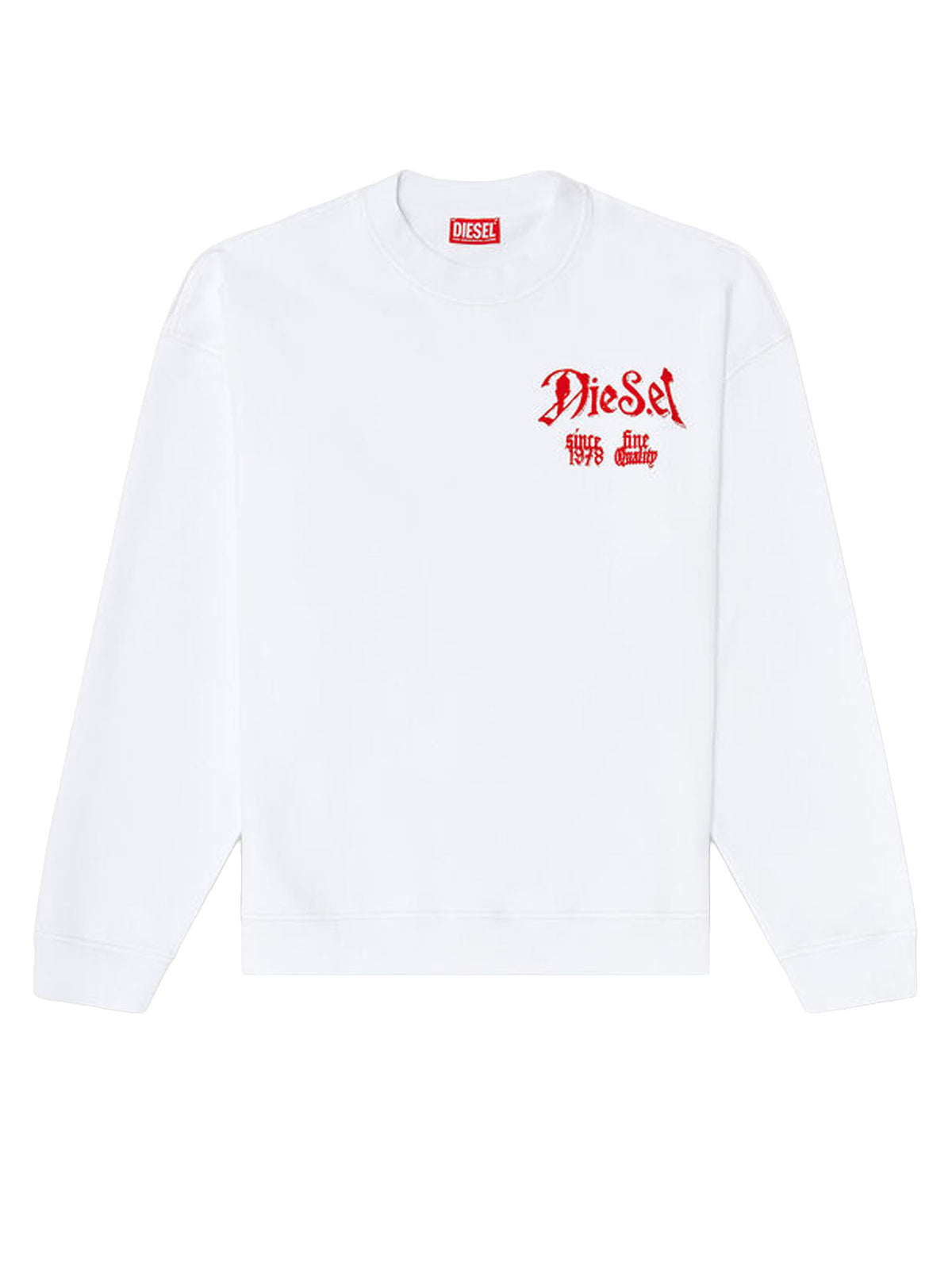 Diesel Felpa in cotone con grafiche effetto floccato Bianco