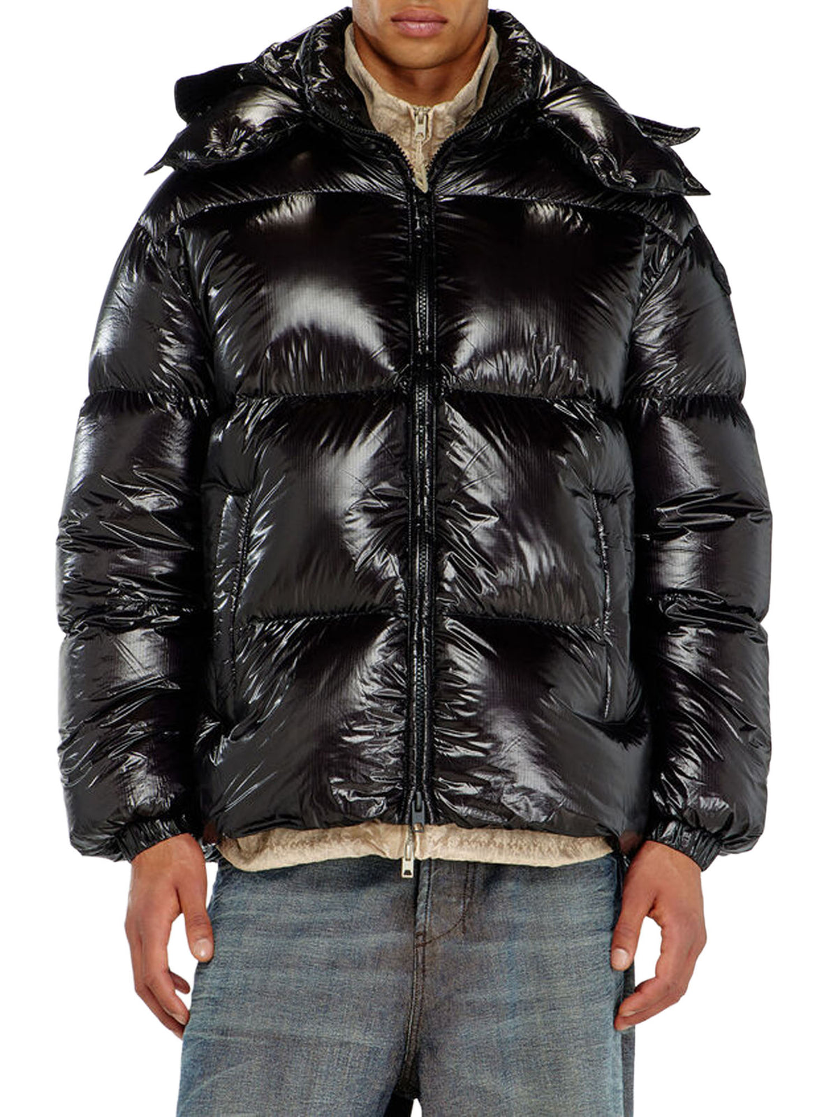 Diesel Piumino con cappuccio staccabile Nero