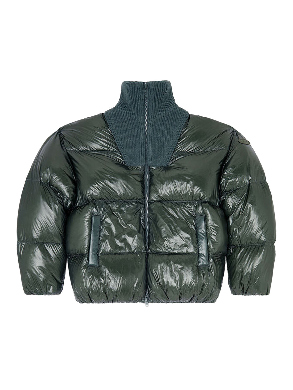 Diesel Piumino in ripstop con collo a costine Green