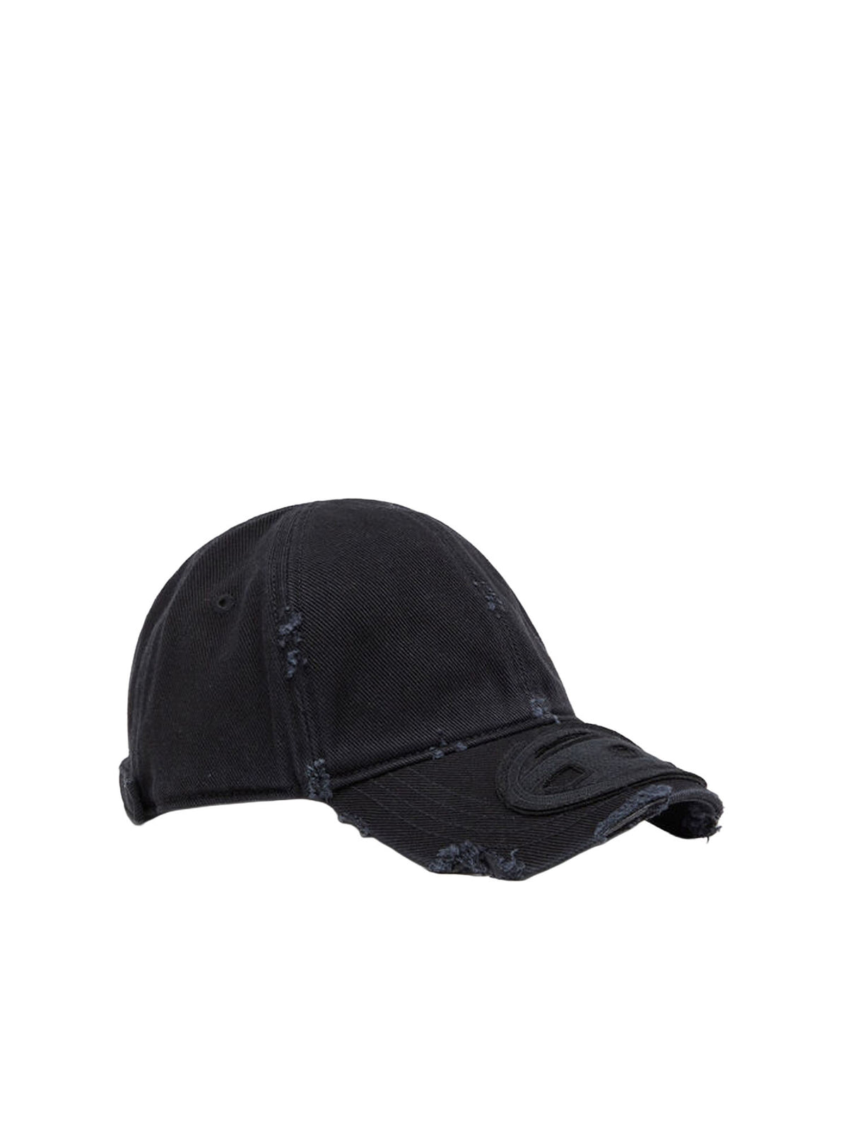 Diesel Cappellino in twill di cotone con dettagli distressed Nero