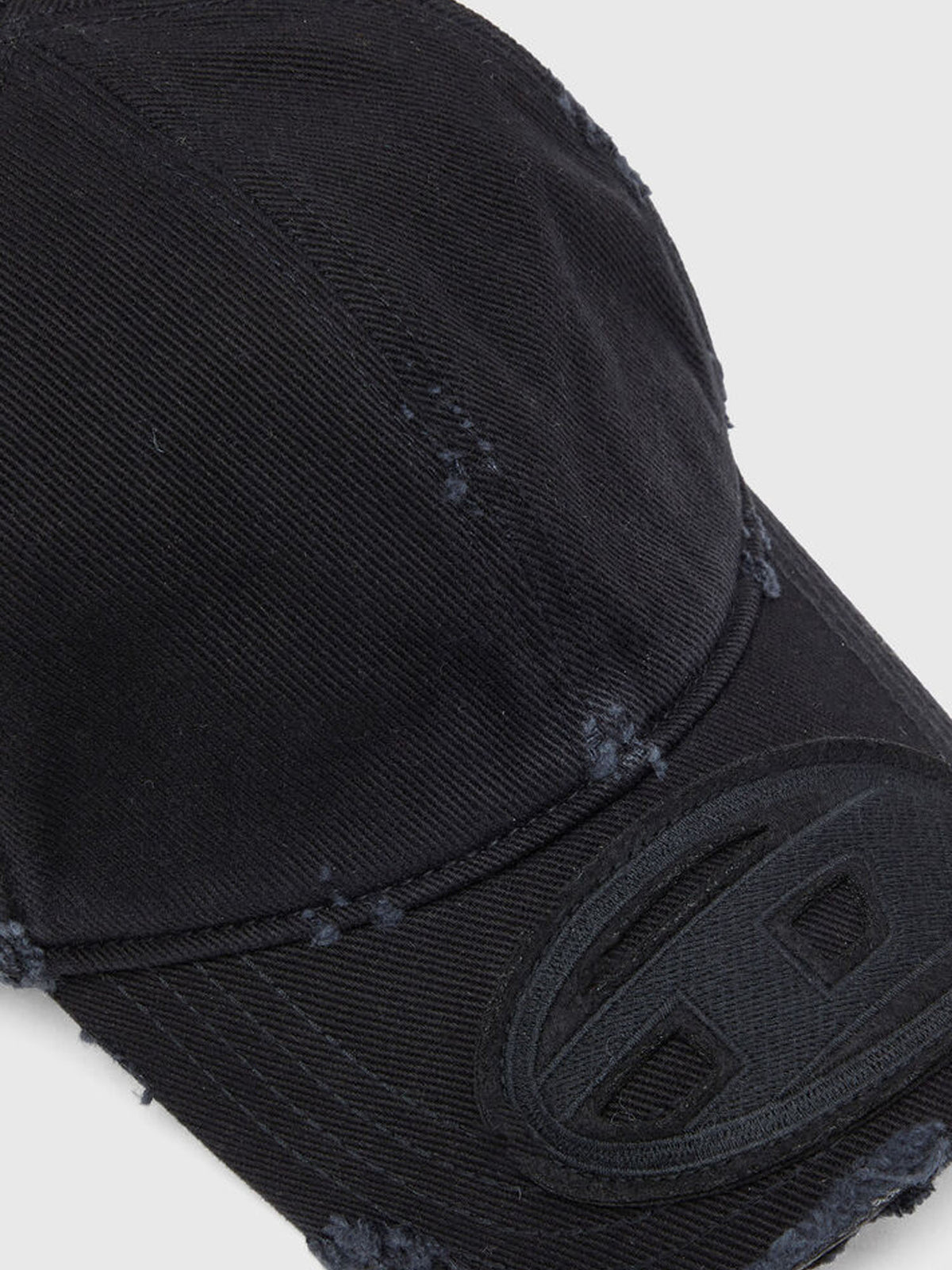Diesel Cappellino in twill di cotone con dettagli distressed Nero