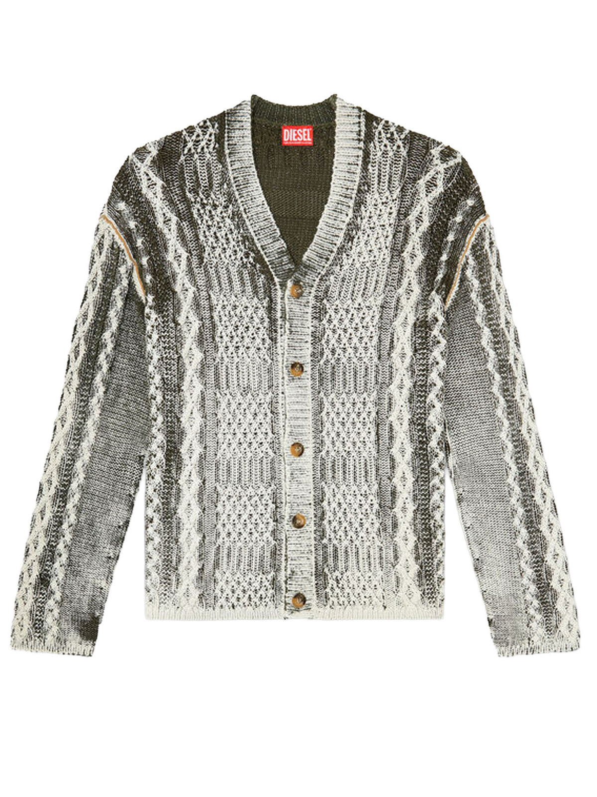 Diesel Cardigan lavorato a maglia con trattamento Verde