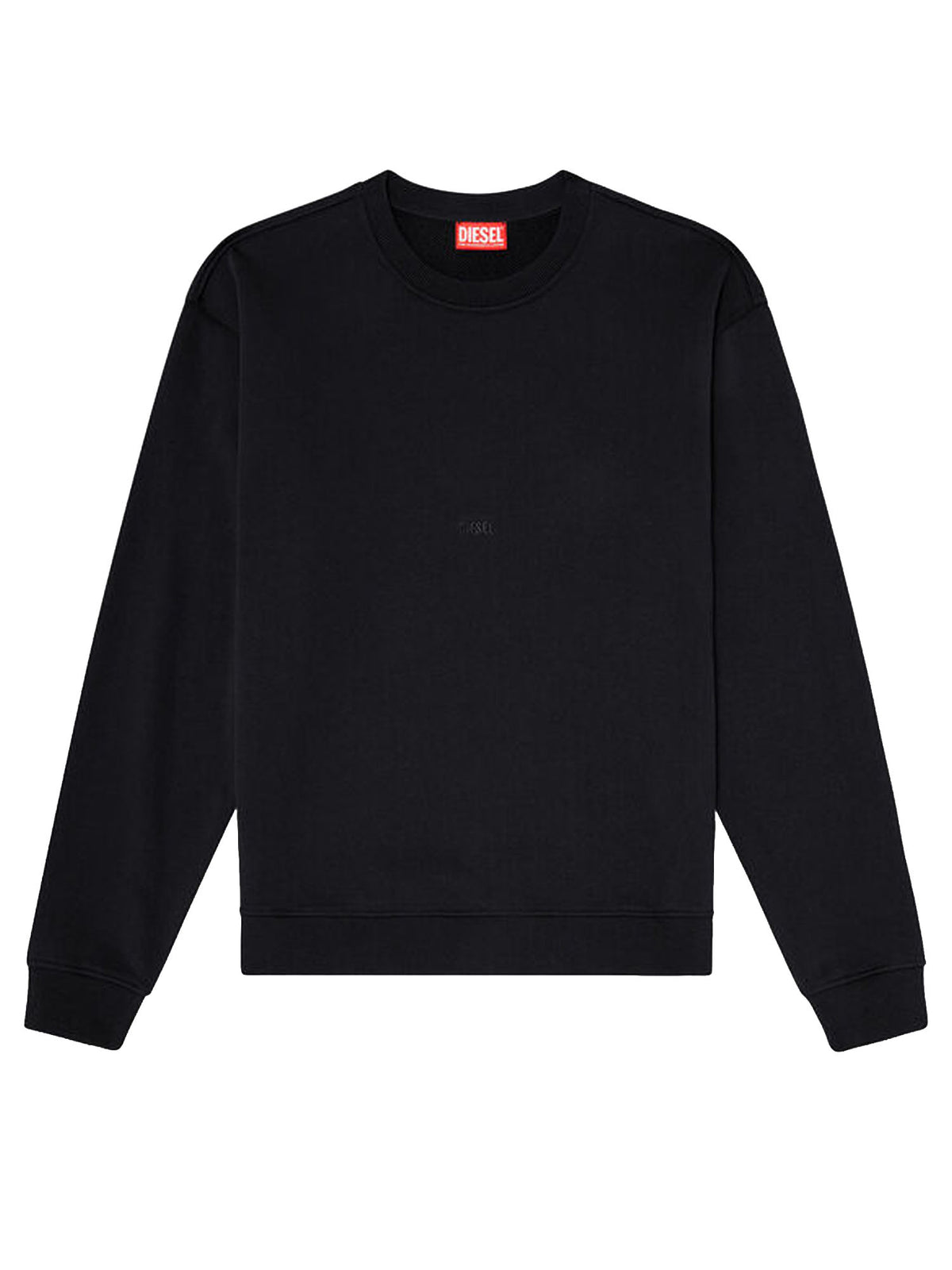 Diesel Felpa in cotone con micro ricamo logo Nero