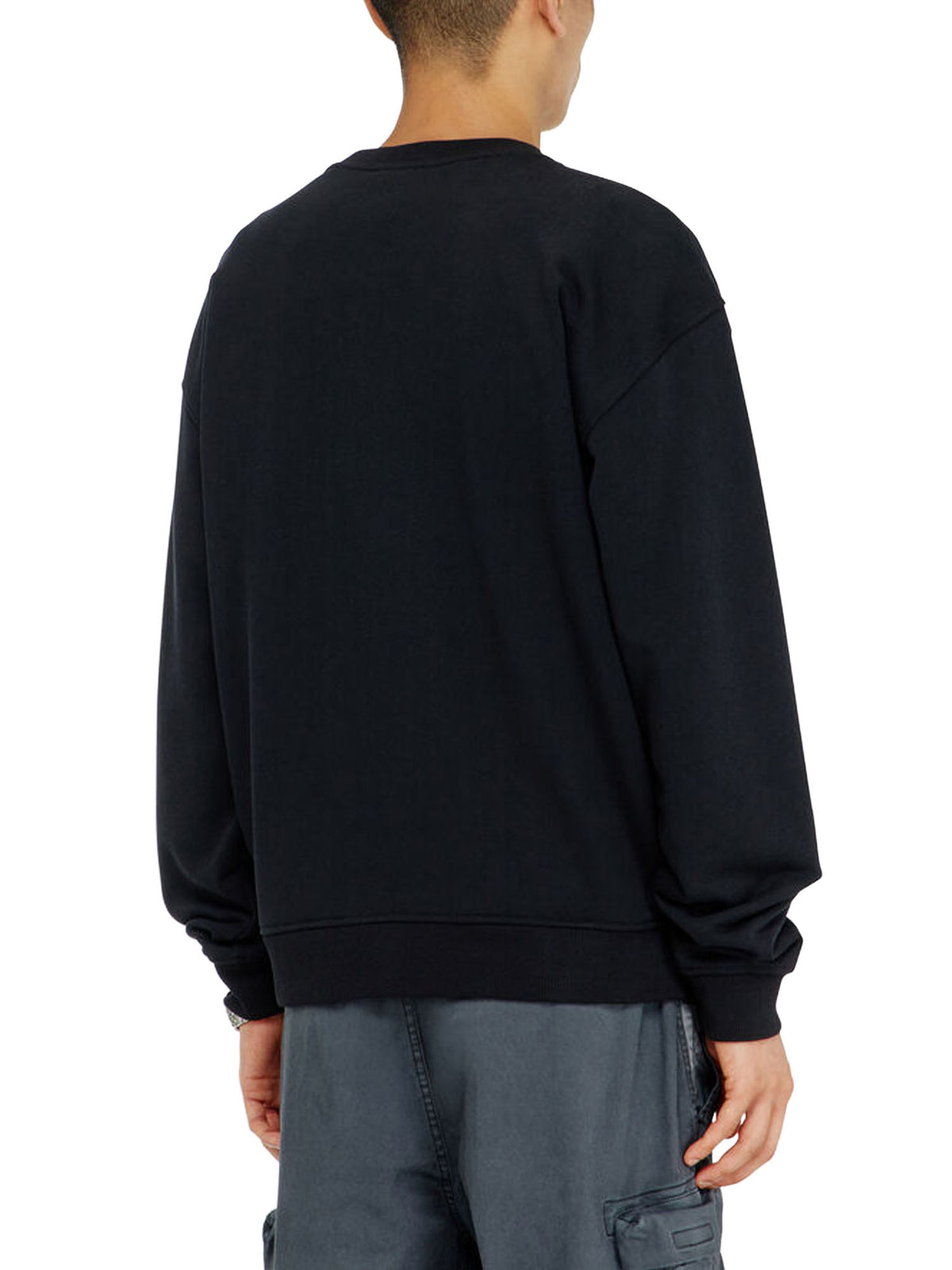 Diesel Felpa in cotone con micro ricamo logo Nero