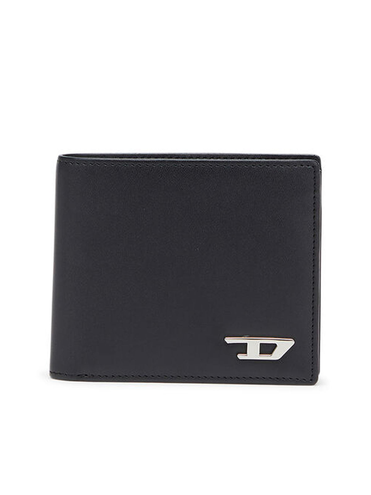 Diesel Portafoglio bi-fold in pelle con portamonete Nero