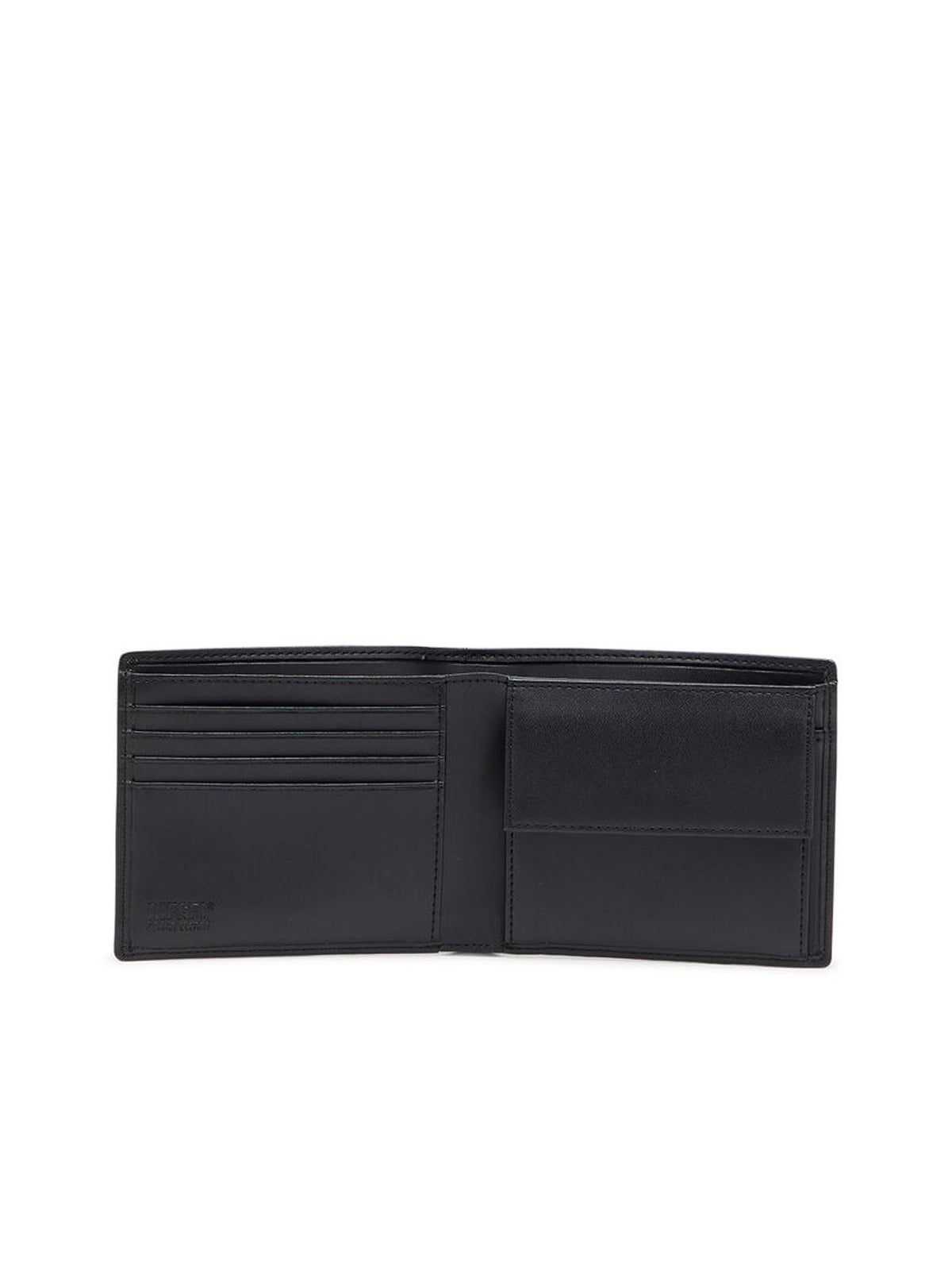 Diesel Portafoglio bi-fold in pelle con portamonete Nero