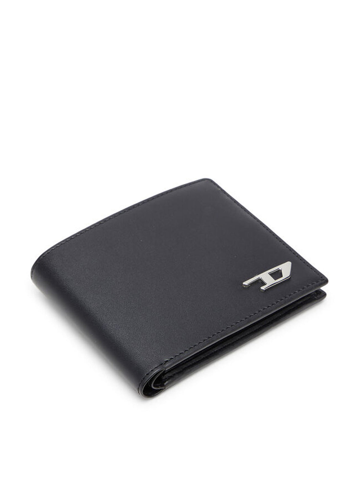 Diesel Portafoglio bi-fold in pelle con portamonete Nero