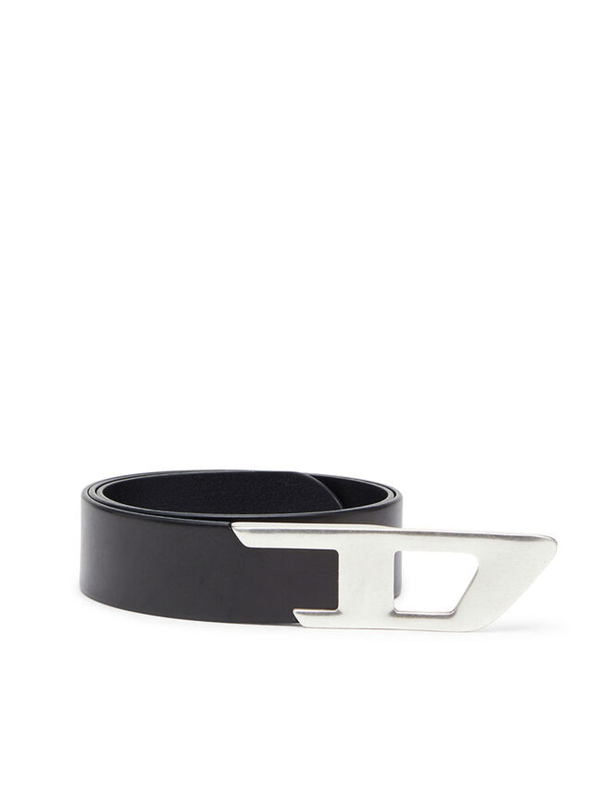 Diesel Cintura 4 cm in pelle con fibbia D in metallo Nero