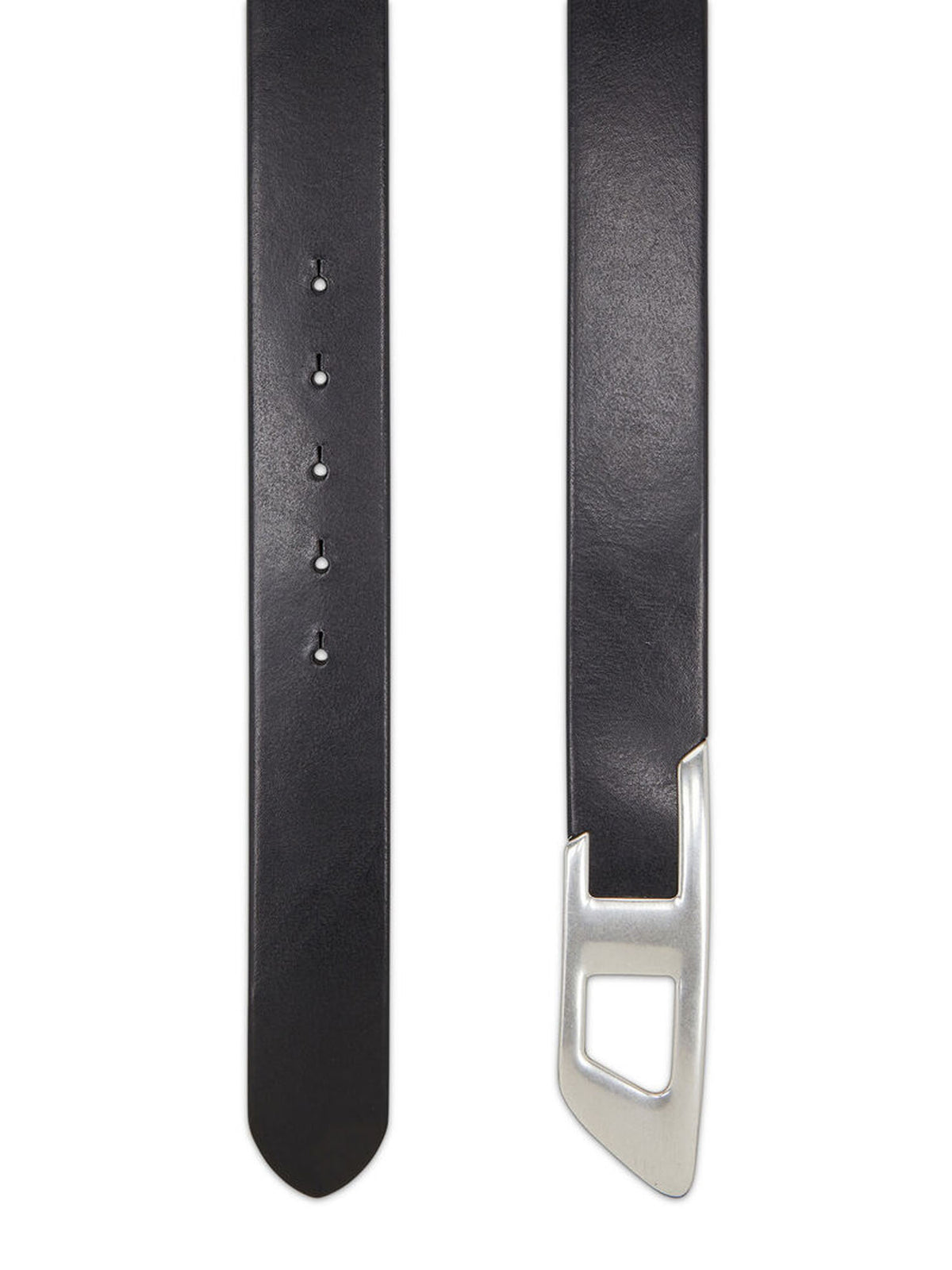 Diesel Cintura 4 cm in pelle con fibbia D in metallo Nero