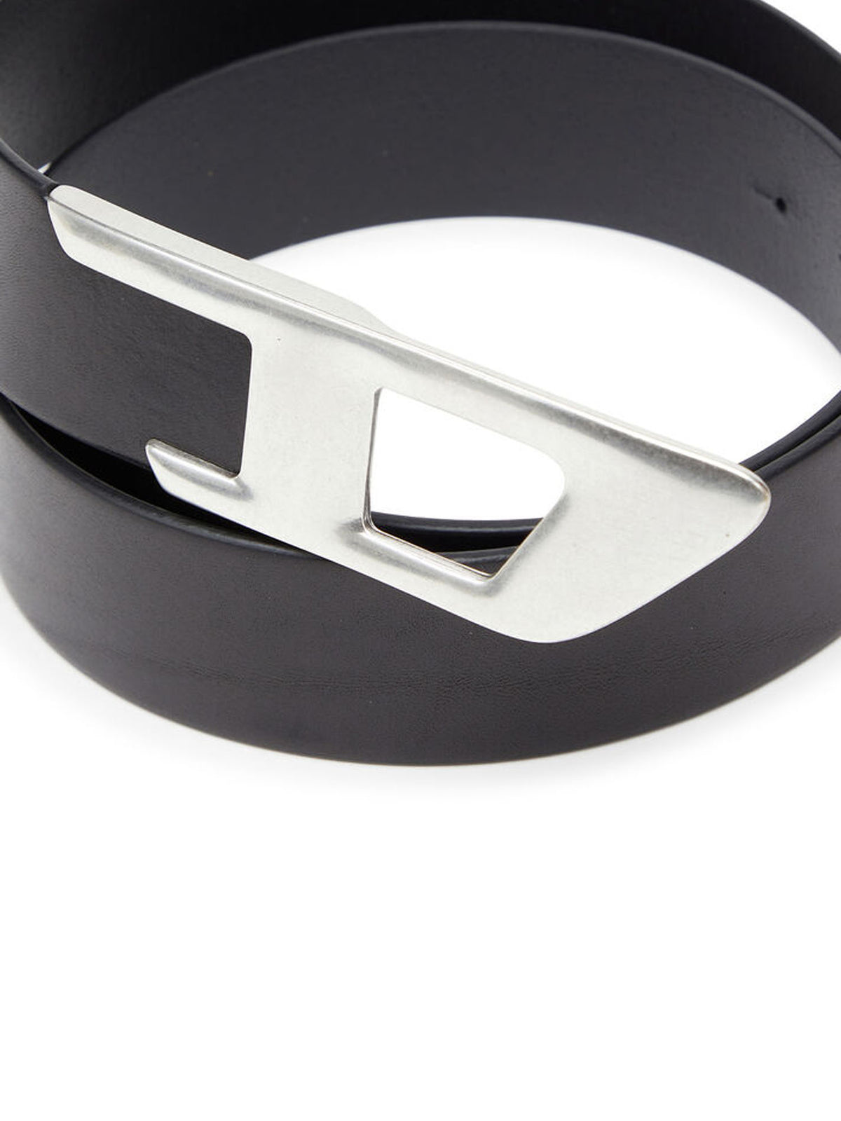 Diesel Cintura 4 cm in pelle con fibbia D in metallo Nero