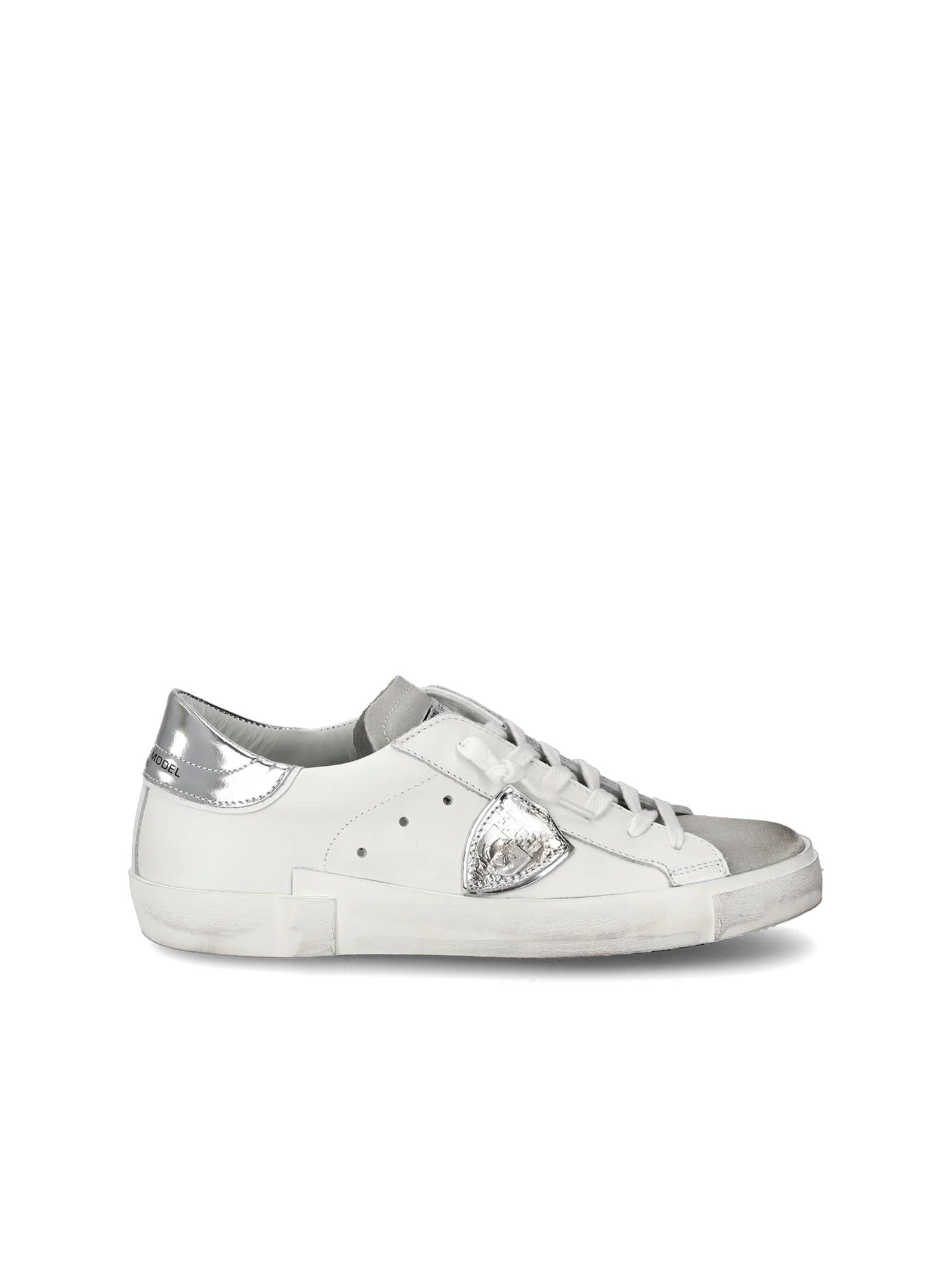 Philippe Model Sneakers basse Prsx Donna in pelle con effetti metallici Argento