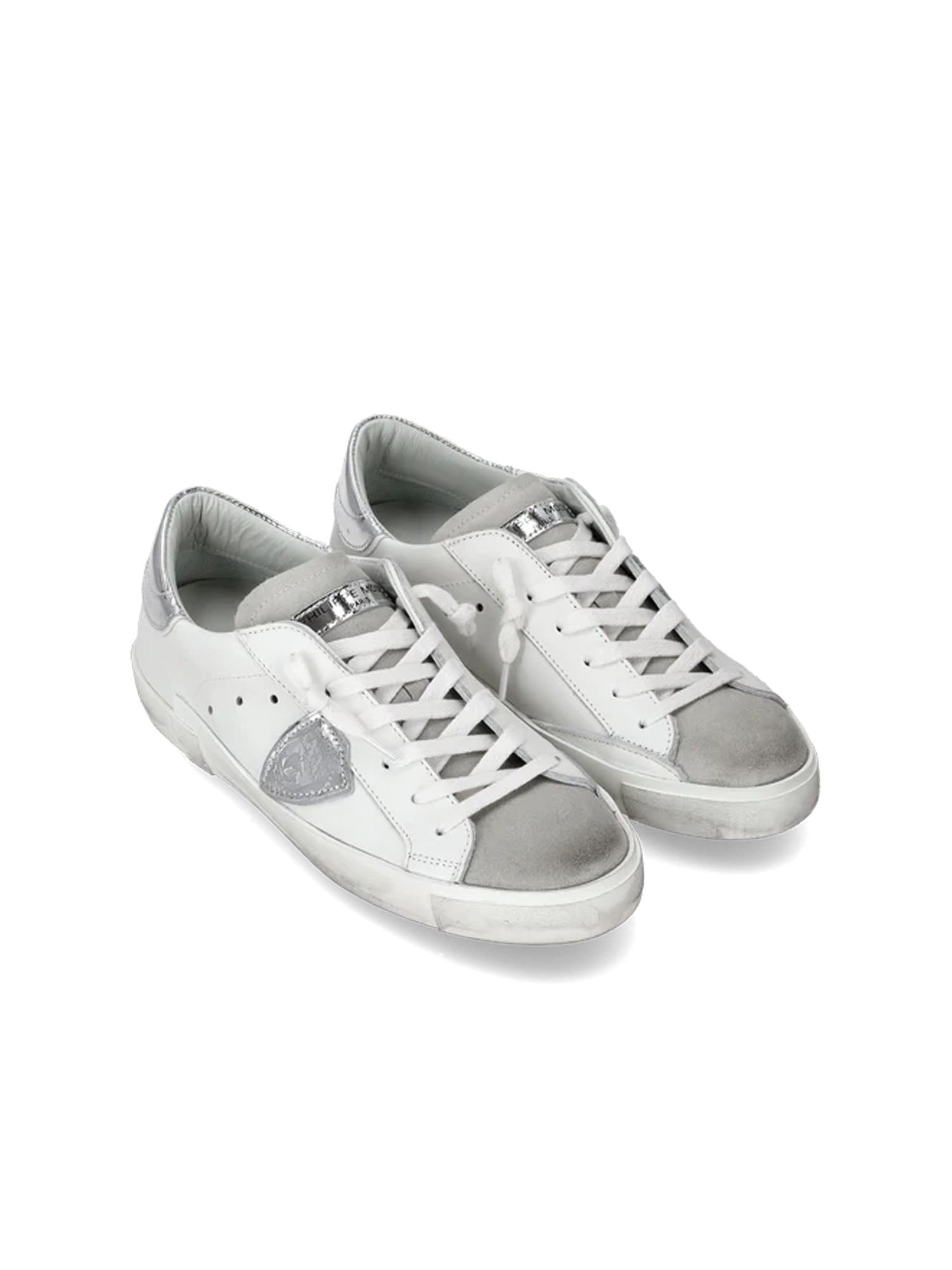 Philippe Model Sneakers basse Prsx Donna in pelle con effetti metallici Argento