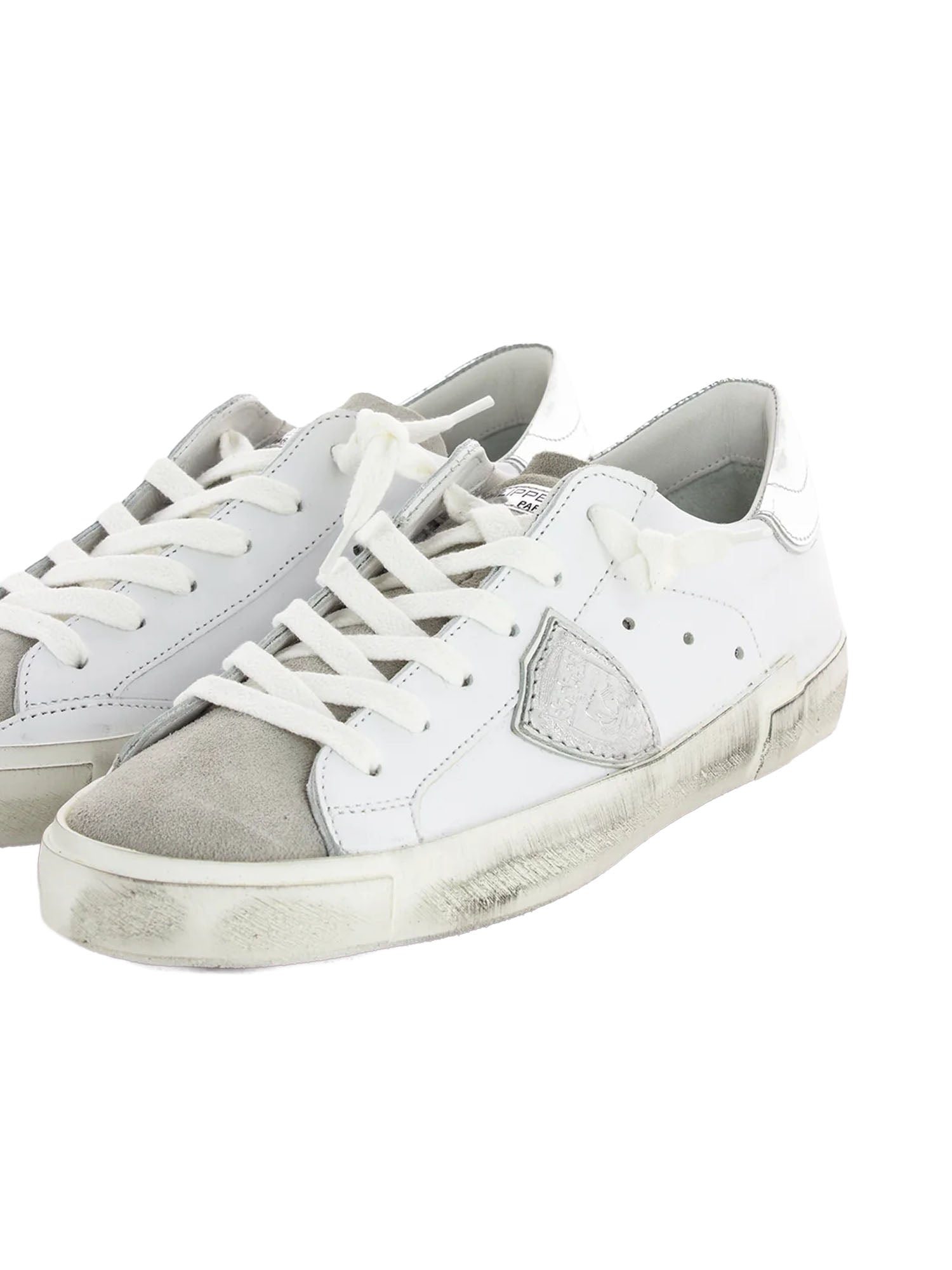 Philippe Model Sneakers basse Prsx Donna in pelle con effetti metallici Argento